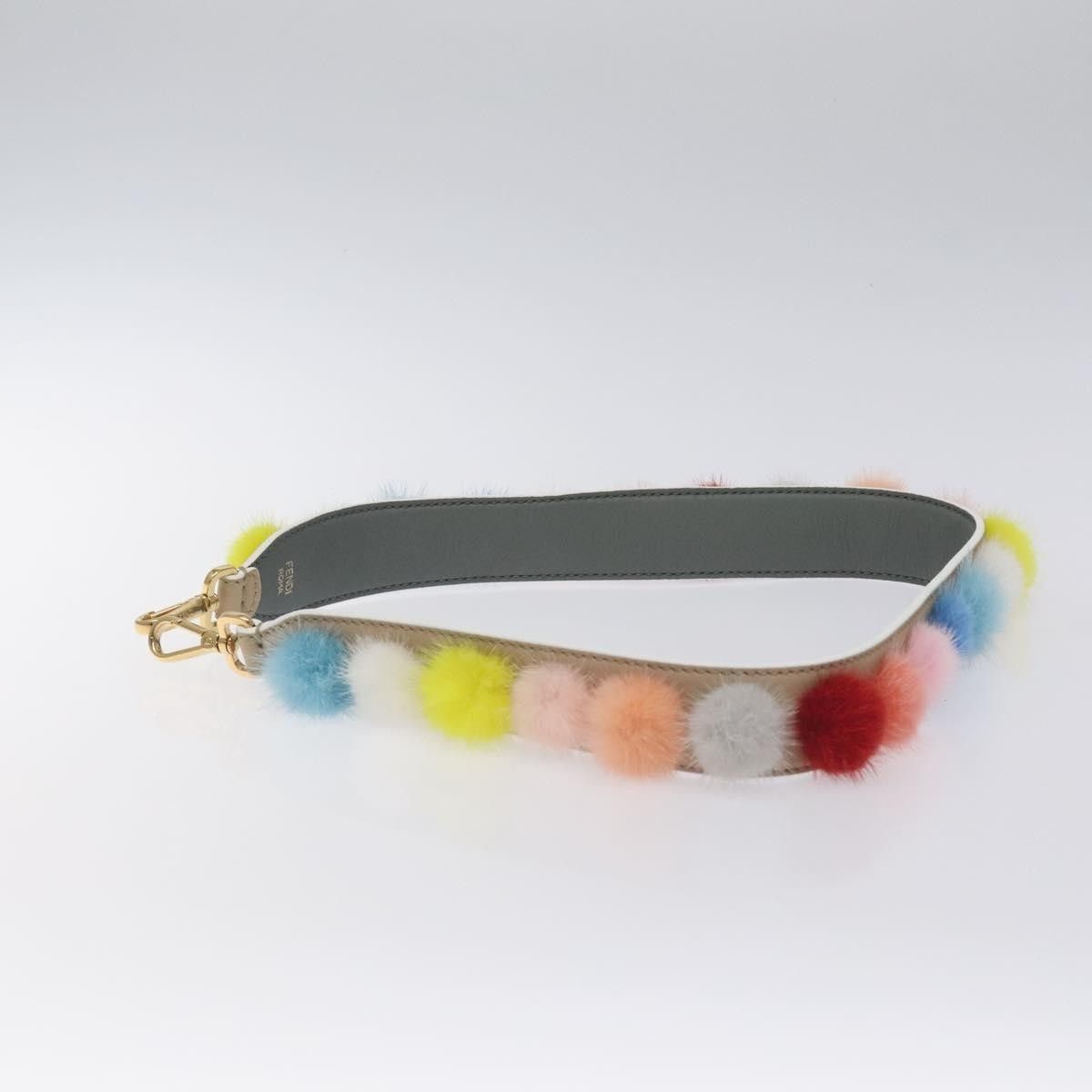 Fendi Pom Pom Strap You Shoulder Strap Leather and Fur