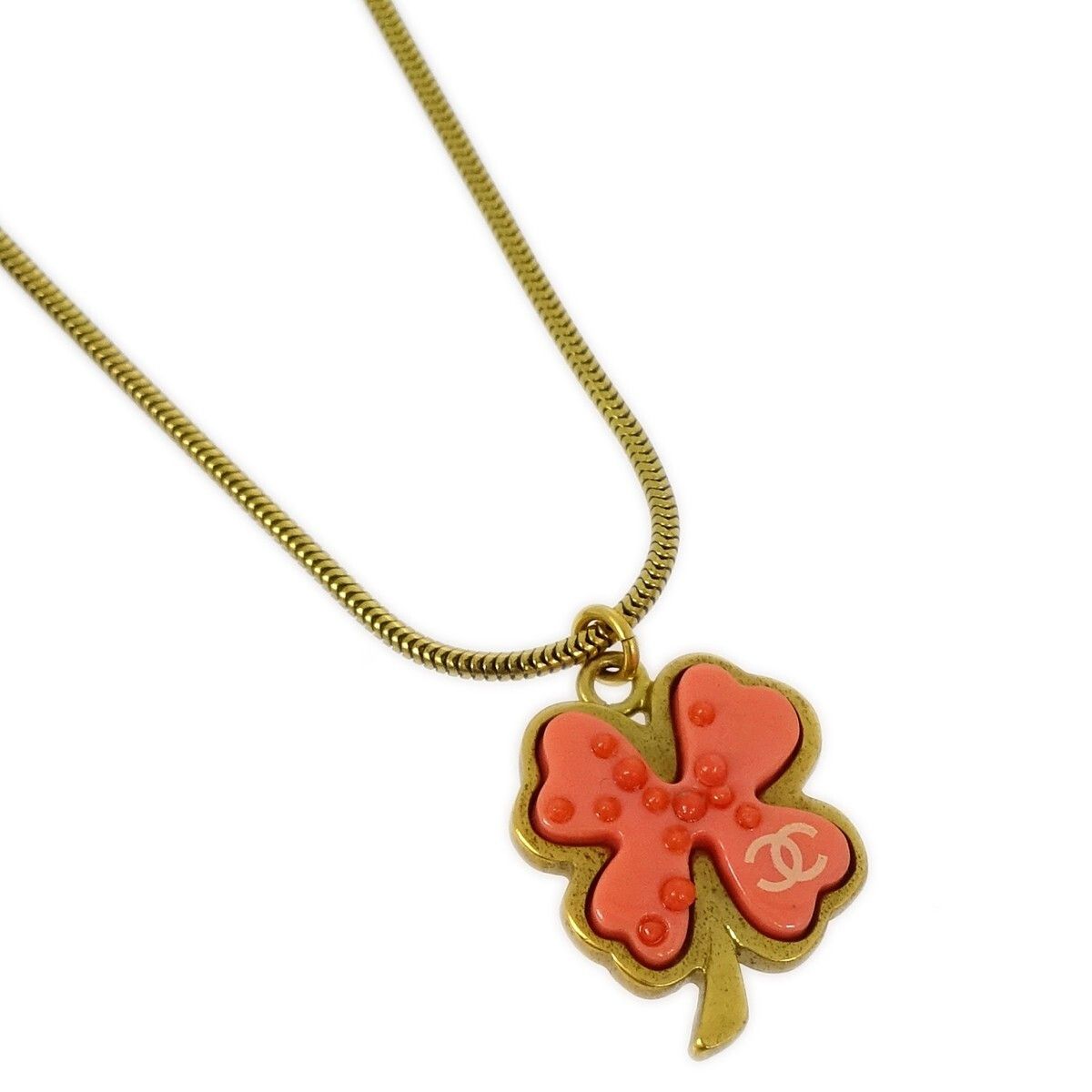 Chanel Chanel Vintage CC Clover Pendant Necklace Resin Size ONE SIZE - 2 Thumbnail