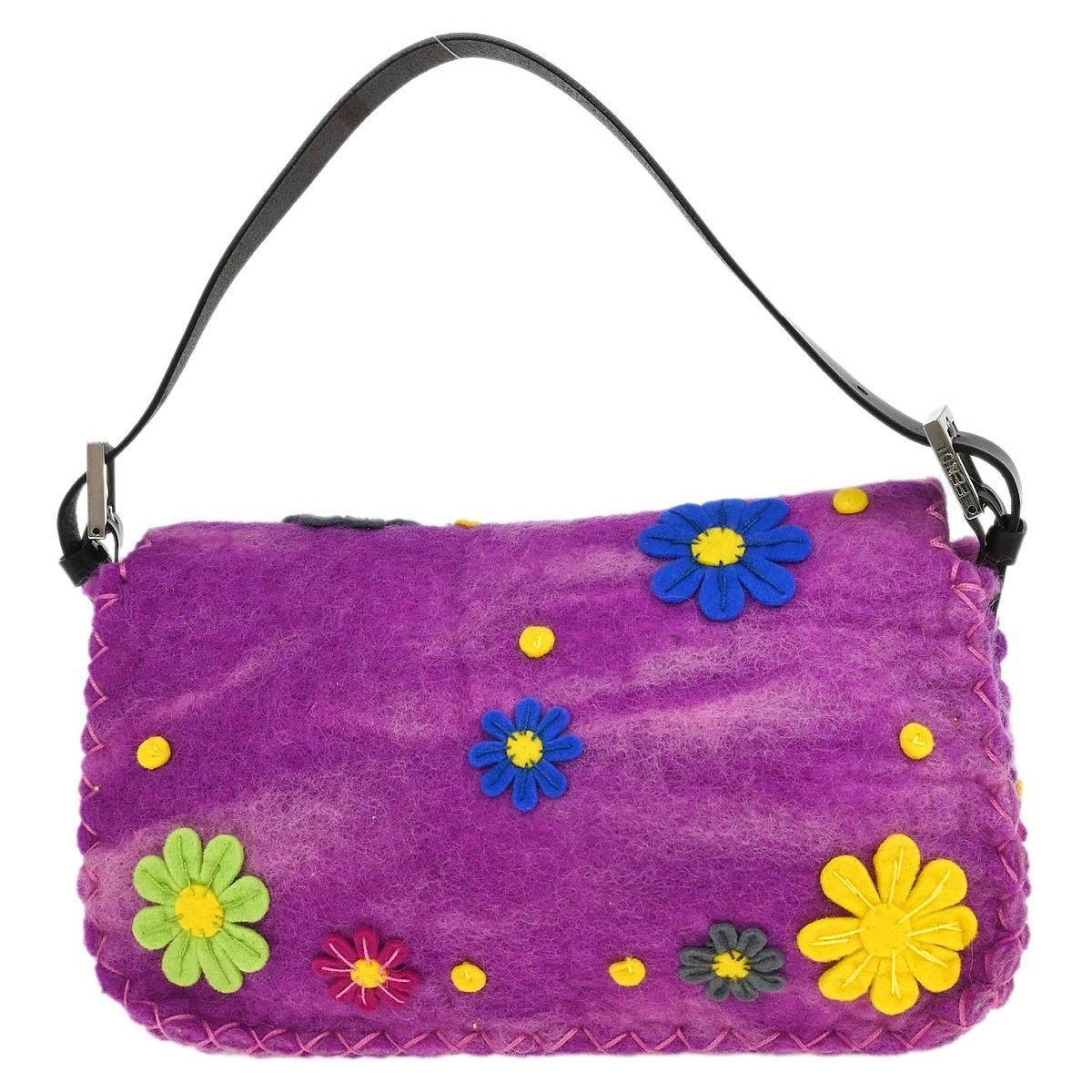 Fendi Fendi Baguette Bag Embroidered Zucca Wool Size ONE SIZE - 2 Thumbnail