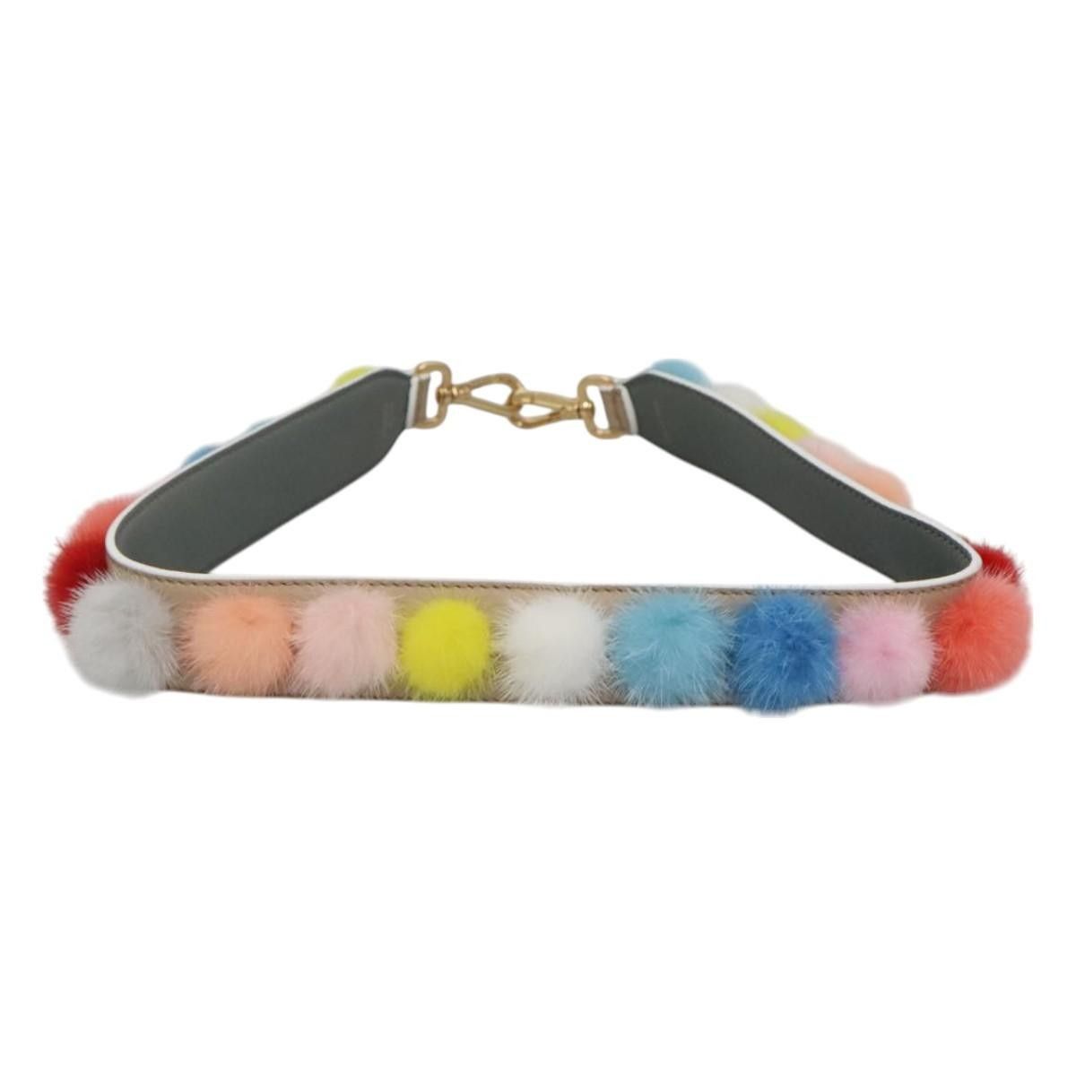 Fendi Fendi Pom Pom Strap You Shoulder Strap Leather and Fur Size ONE SIZE - 2 Thumbnail