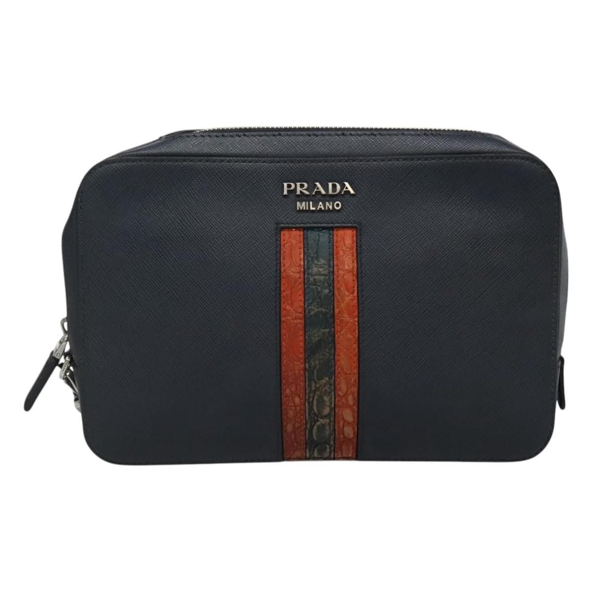 Prada Prada Zip Pochette Saffiano Leather Size ONE SIZE - 18 Thumbnail