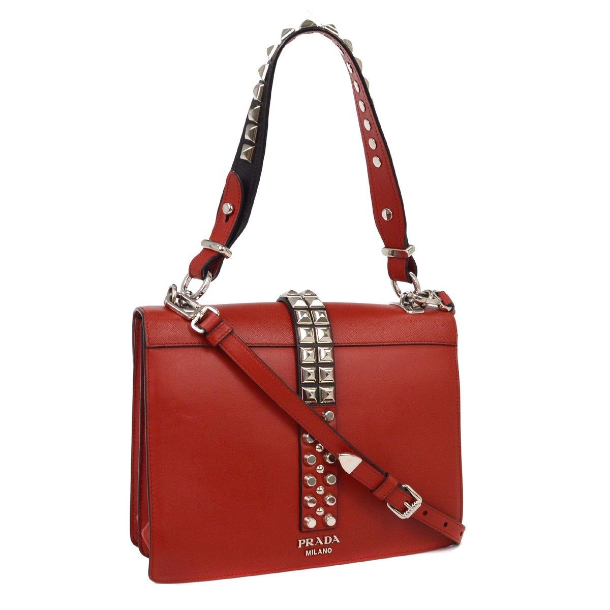 Prada Prada Elektra Shoulder Bag Studded Leather Size ONE SIZE - 2 Thumbnail