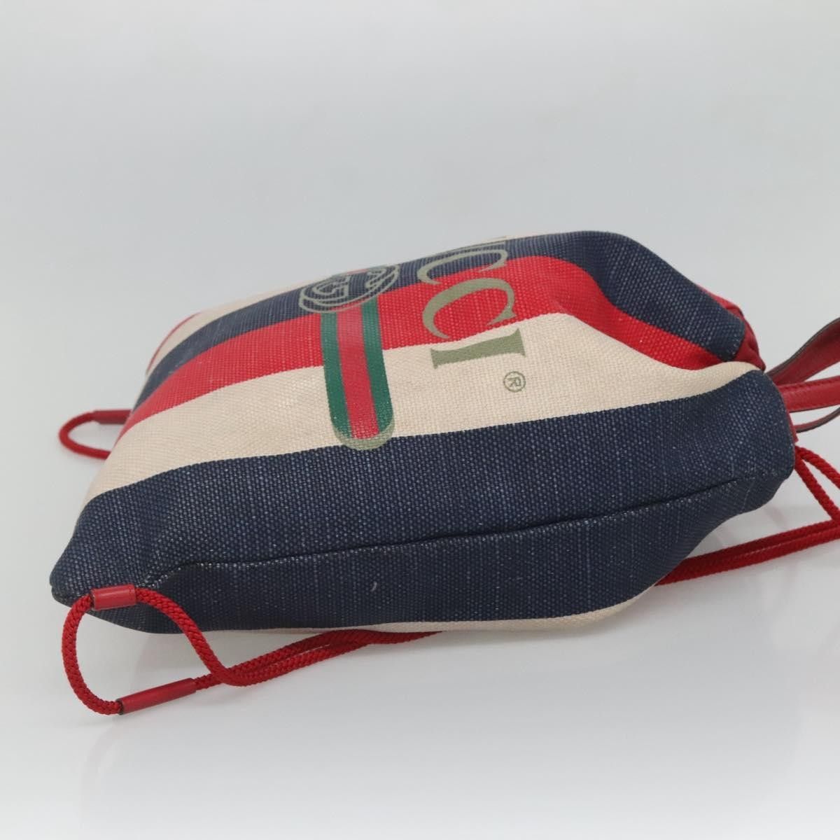 Gucci Gucci Logo Drawstring Backpack Striped Canvas Size ONE SIZE - 4 Thumbnail