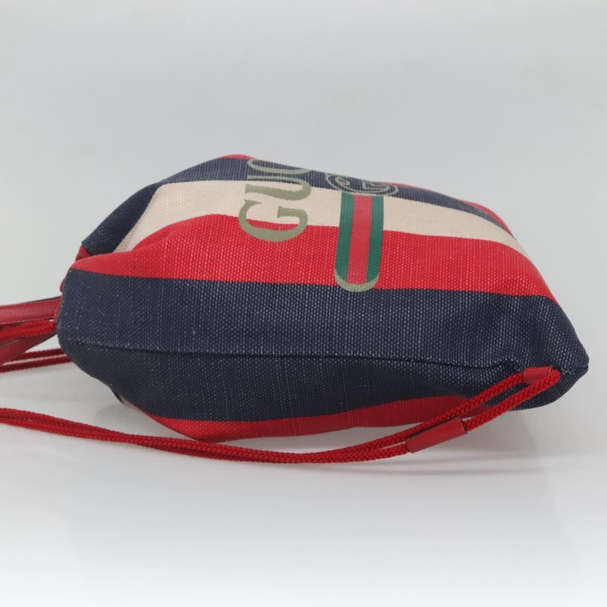 Gucci Gucci Logo Drawstring Backpack Striped Canvas Size ONE SIZE - 3 Thumbnail