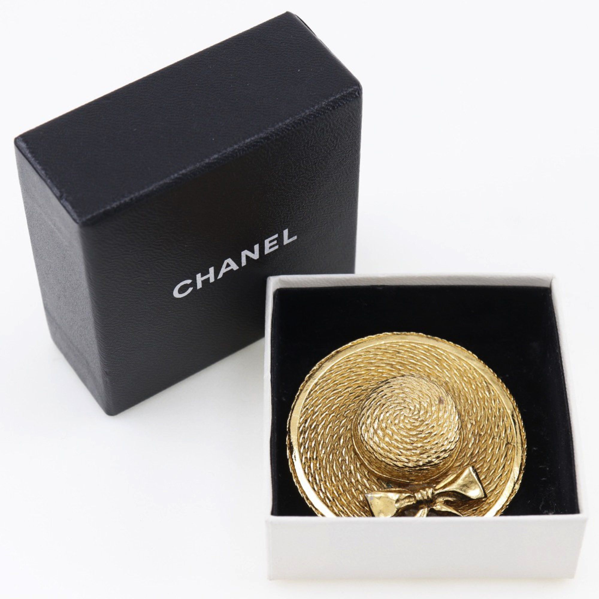 Chanel Chanel Straw Hat Brooch, Gold Plated, Made in France, Approx. 36g, Women's Size ONE SIZE - 9 Thumbnail
