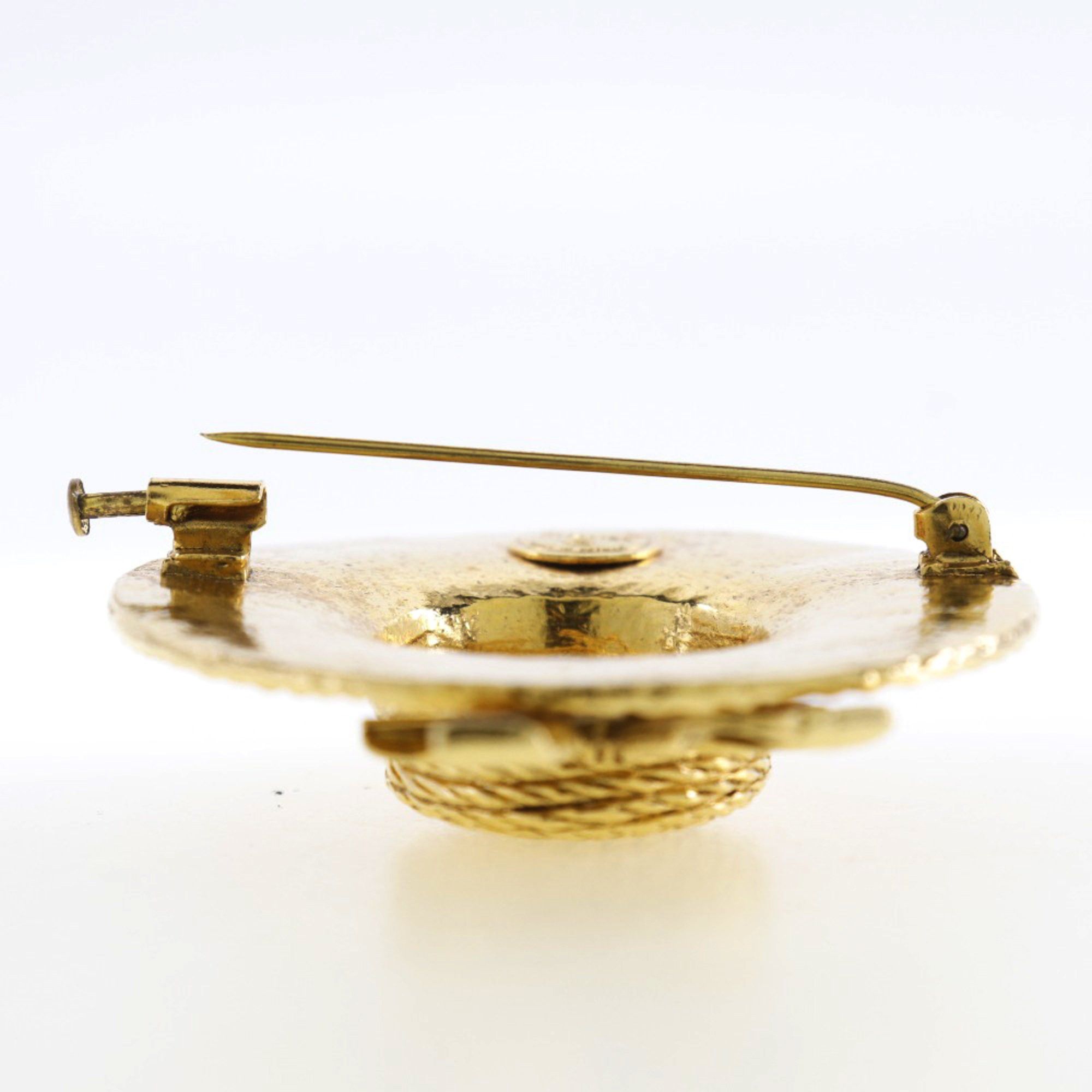 Chanel Chanel Straw Hat Brooch, Gold Plated, Made in France, Approx. 36g, Women's Size ONE SIZE - 3 Thumbnail