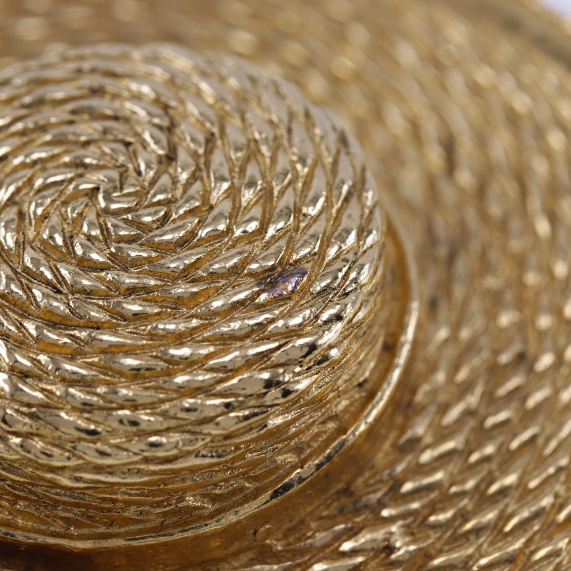 Chanel Chanel Straw Hat Brooch, Gold Plated, Made in France, Approx. 36g, Women's Size ONE SIZE - 5 Thumbnail