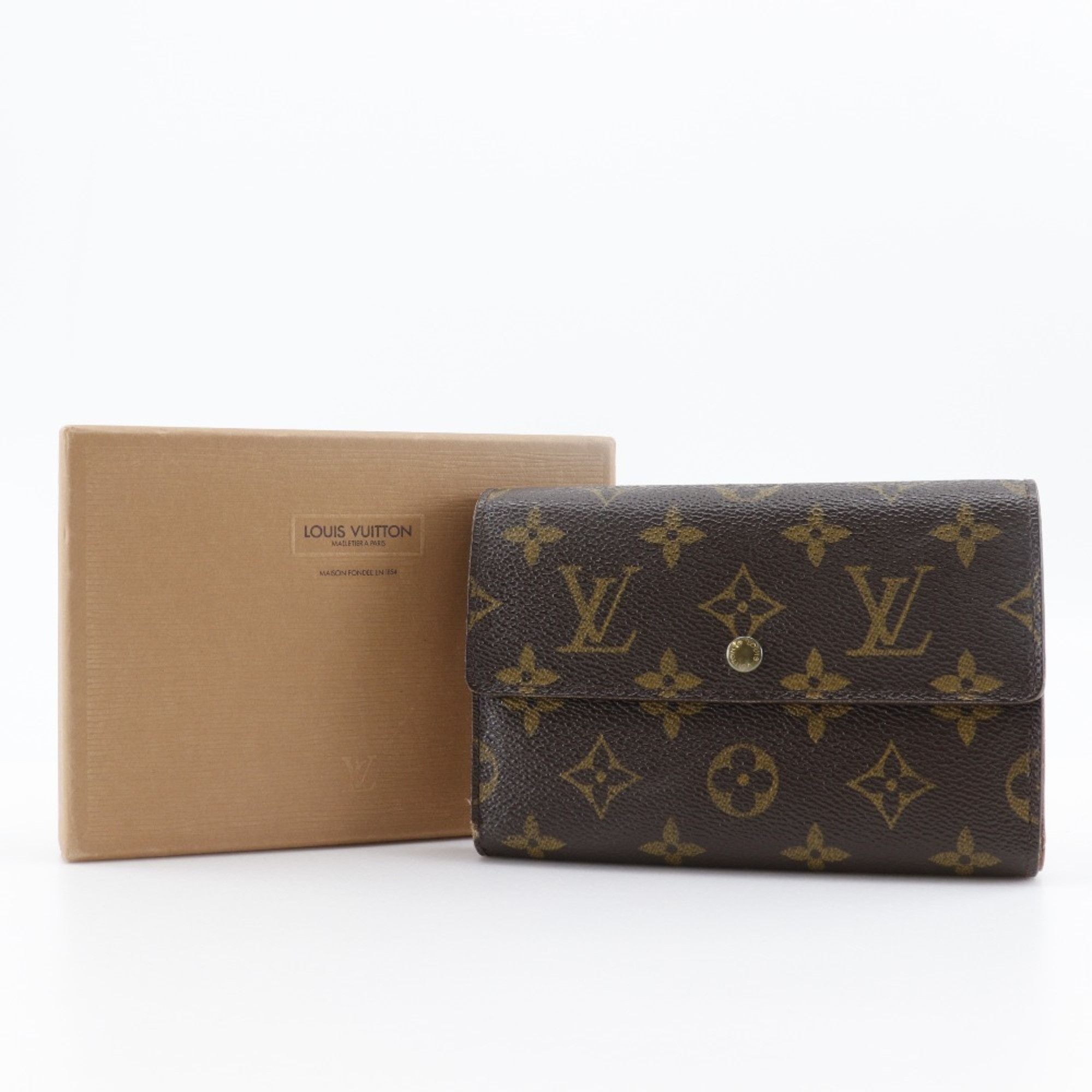 Louis Vuitton Louis Vuitton Porto Tresol Etui Papier Tri-fold Wallet M61202 Monogram Canvas Made in France 2000 Brown SP1000 Snap Buttons Papie Unisex Size ONE SIZE - 10 Thumbnail
