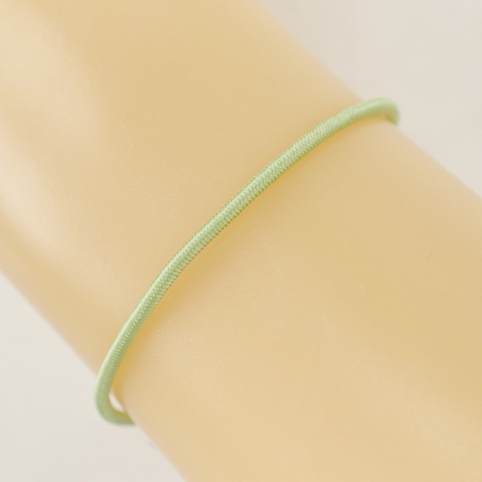 Dior Christian Dior Dior CD Ribbon Bracelet, Metal and Rubber, Silver/Yellow-Green Ribbon, Approx. 4.6g, Women's Size ONE SIZE - 3 Thumbnail