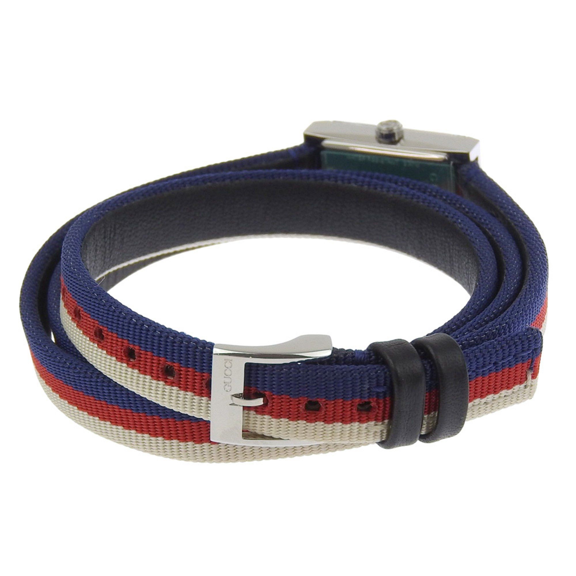 Gucci Gucci G Frame Tricolore Watch YA147502/147.5 Stainless Steel and Canvas Quartz Analog Display Multicolor Dial Women's Size ONE SIZE - 5 Thumbnail