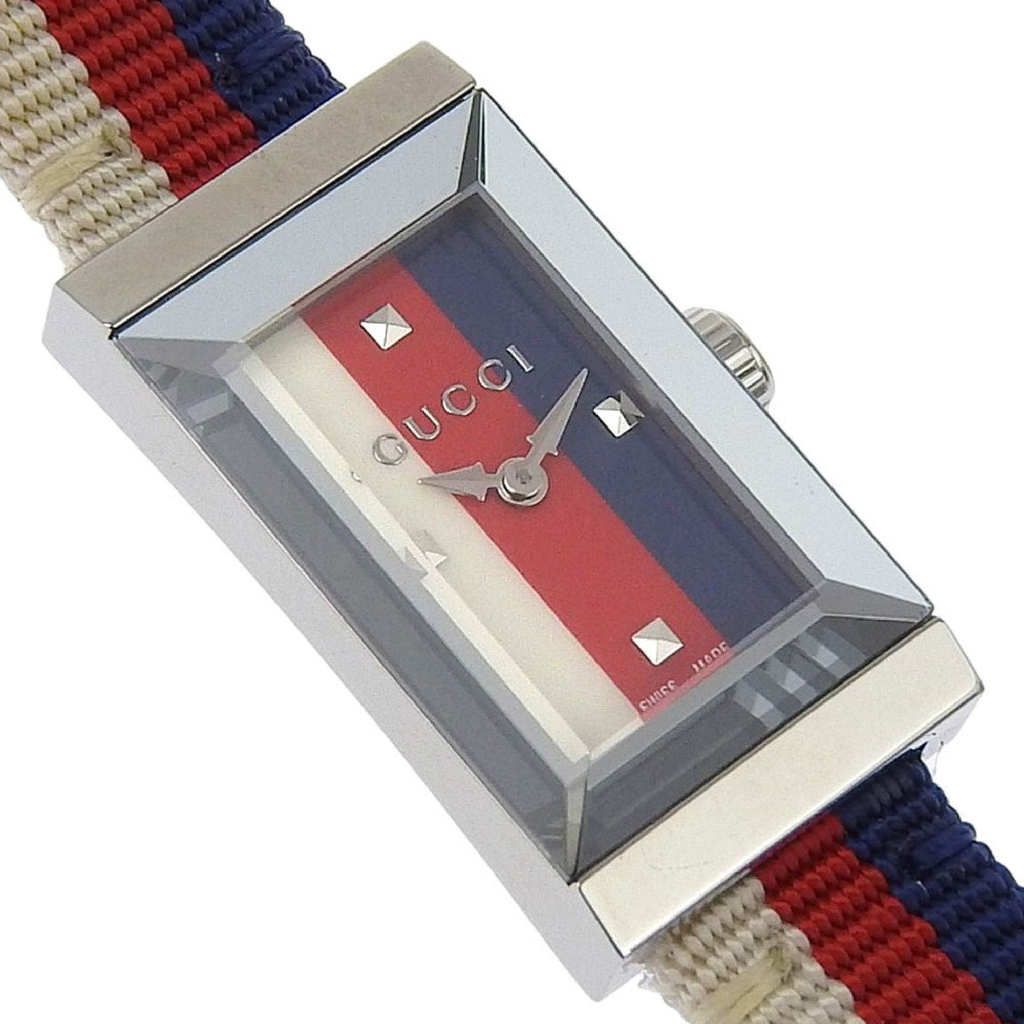 Gucci Gucci G Frame Tricolore Watch YA147502/147.5 Stainless Steel and Canvas Quartz Analog Display Multicolor Dial Women's Size ONE SIZE - 3 Thumbnail