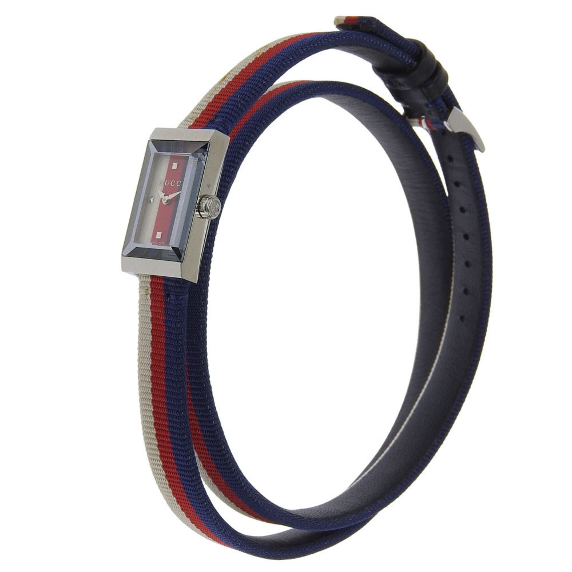 Gucci Gucci G Frame Tricolore Watch YA147502/147.5 Stainless Steel and Canvas Quartz Analog Display Multicolor Dial Women's Size ONE SIZE - 2 Thumbnail