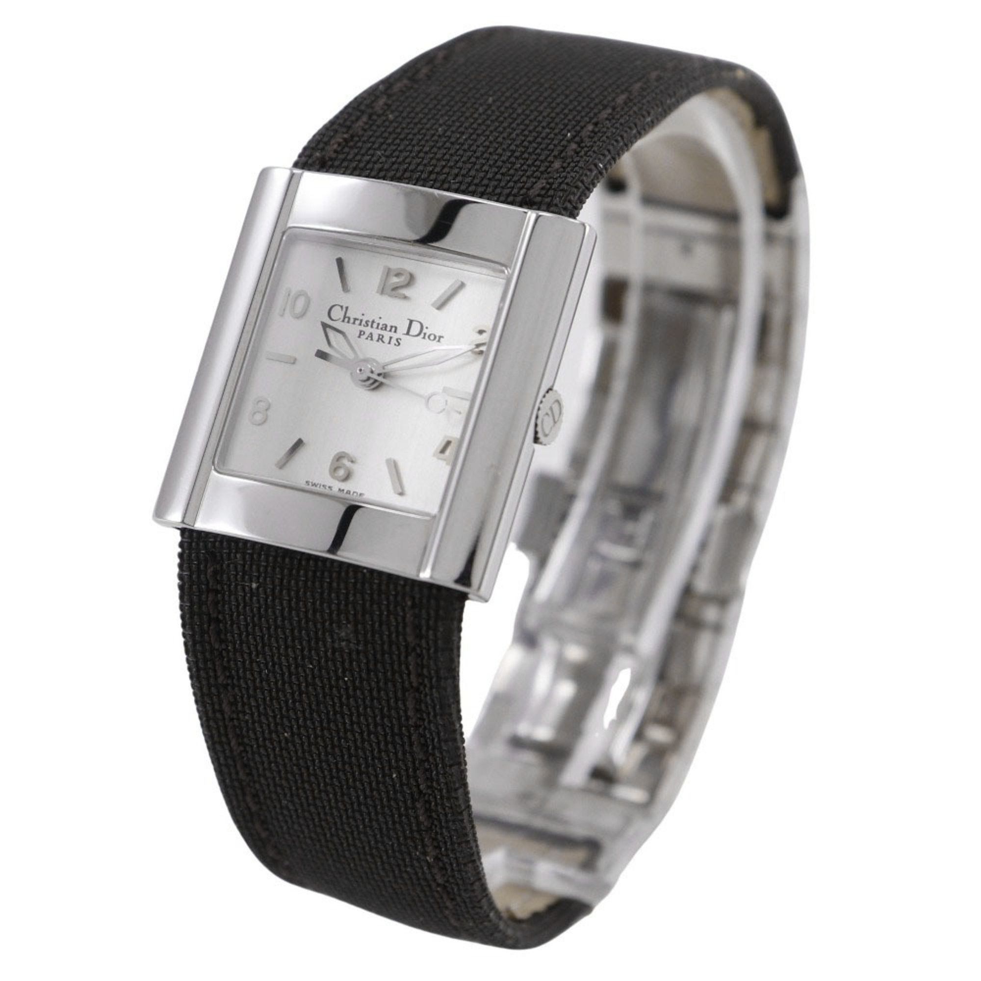 Dior Christian Dior Riva Watch D80-100, Stainless Steel and Canvas, Quartz Movement, Analog Display, Silver Dial, Women's Size ONE SIZE - 2 Thumbnail