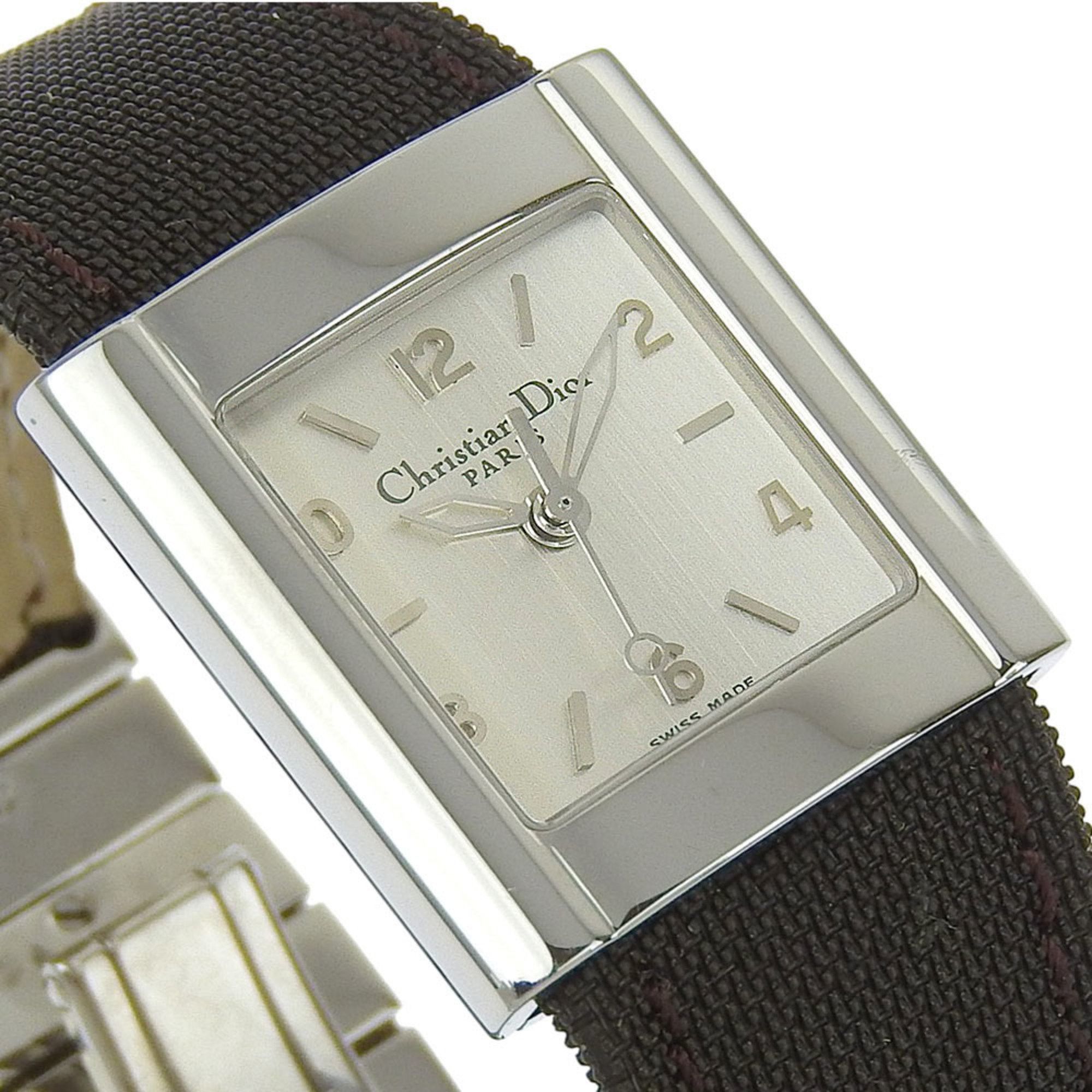 Dior Christian Dior Riva Watch D80-100, Stainless Steel and Canvas, Quartz Movement, Analog Display, Silver Dial, Women's Size ONE SIZE - 3 Thumbnail