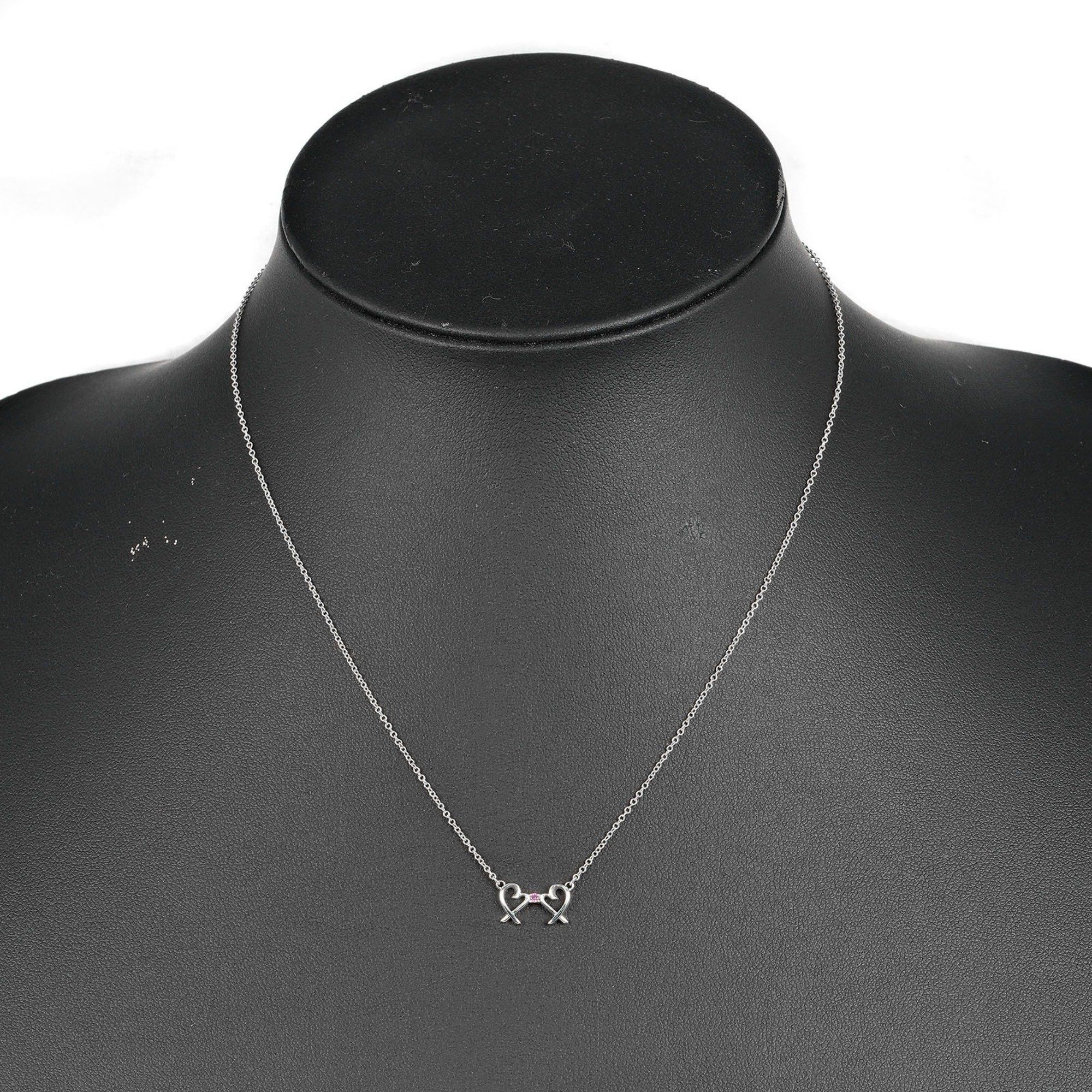 Tiffany & Co. Tiffany & Co. Double Loving Heart Necklace in 925 Sterling Silver with Pink Sapphire, Approx. 1.38g Size ONE SIZE - 2 Thumbnail