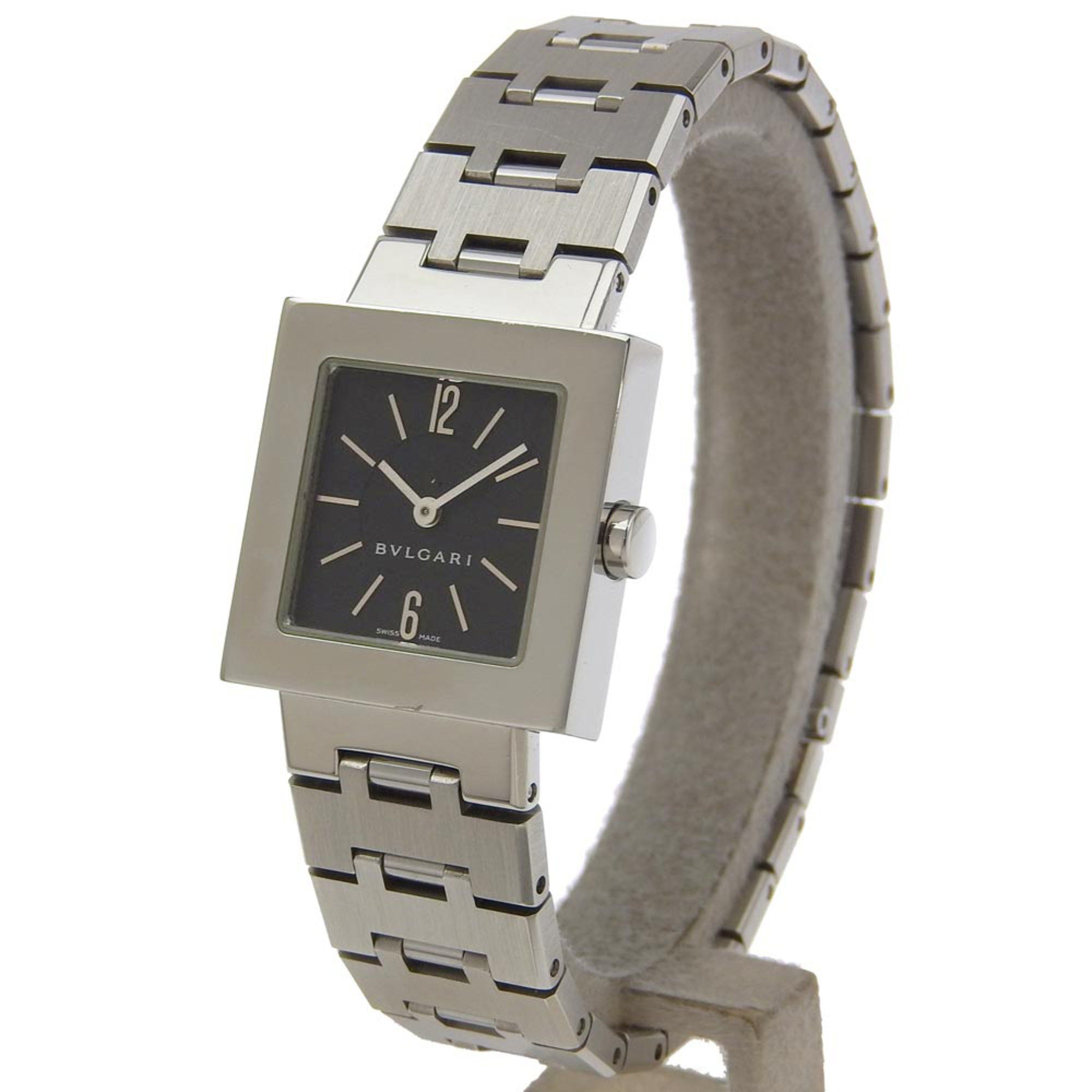 Bvlgari BVLGARI Quadrado SQ22SS Stainless Steel Watch with Quartz Movement, Analog Display, Black Dial, for Women Size ONE SIZE - 2 Thumbnail