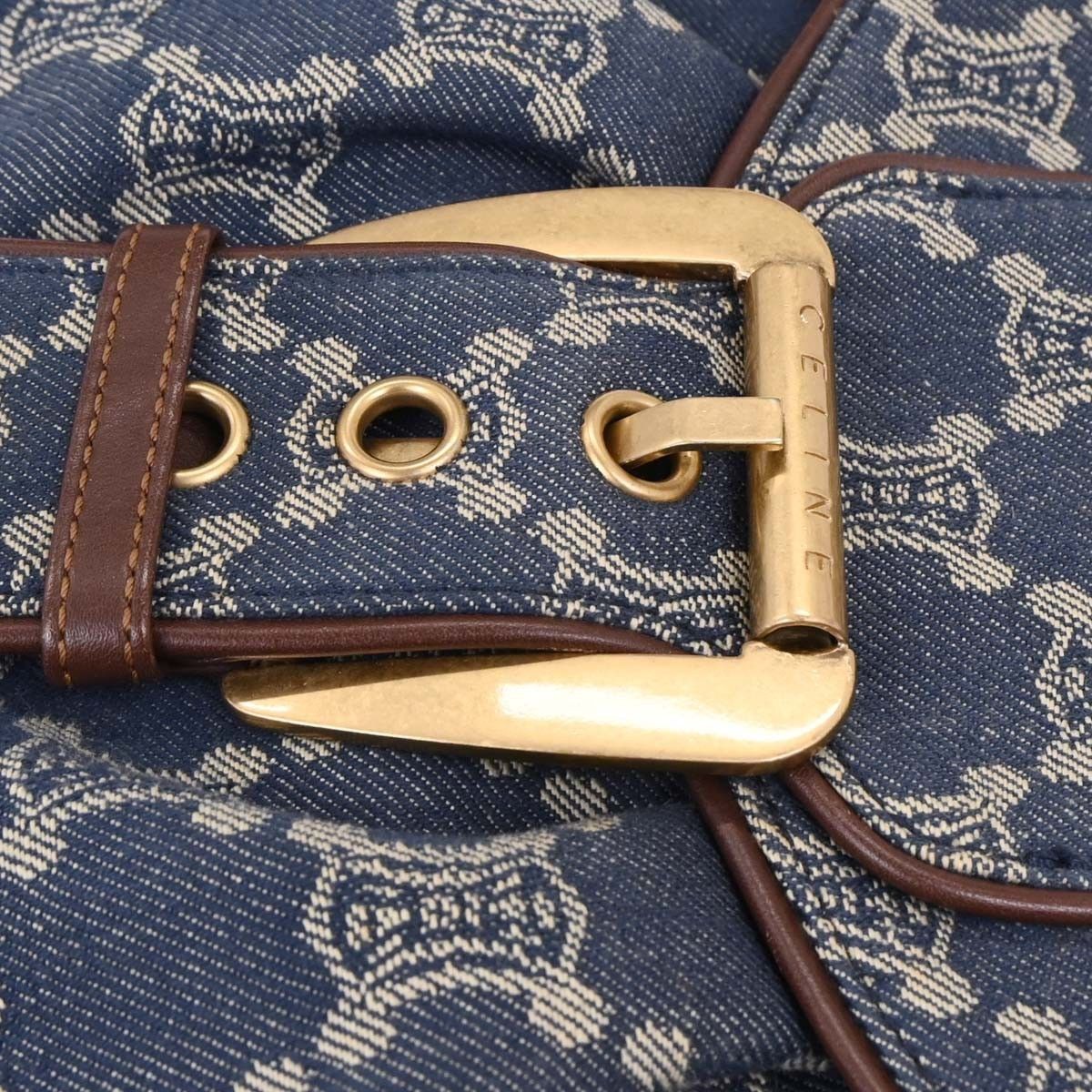 Celine Celine Vintage Triomphe Shoulder Bag Denim with Leather Size ONE SIZE - 8 Thumbnail