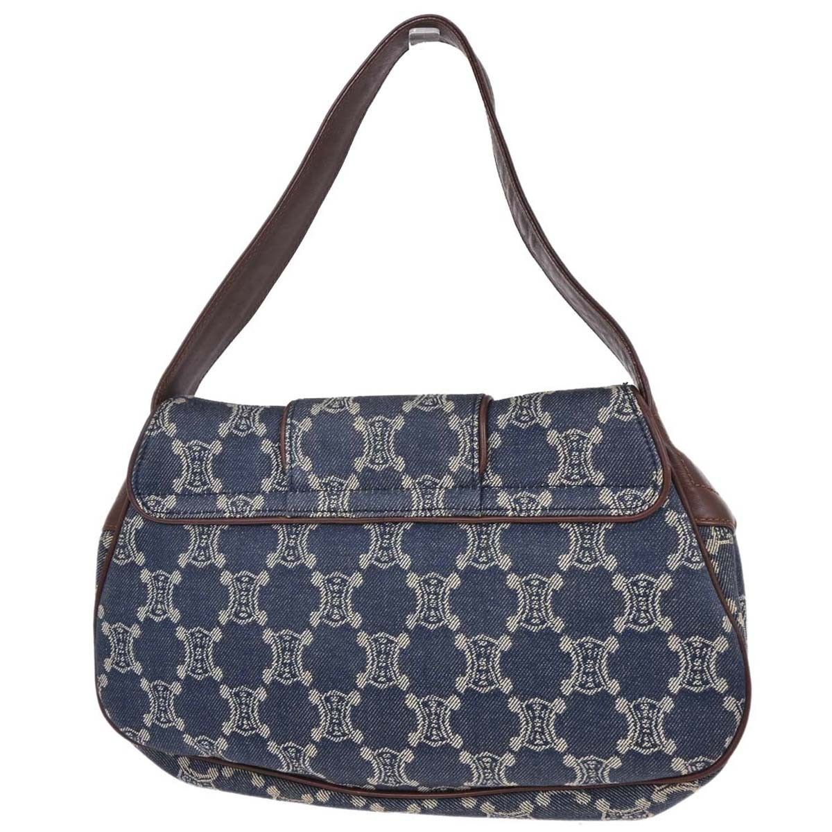 Celine Celine Vintage Triomphe Shoulder Bag Denim with Leather Size ONE SIZE - 2 Thumbnail