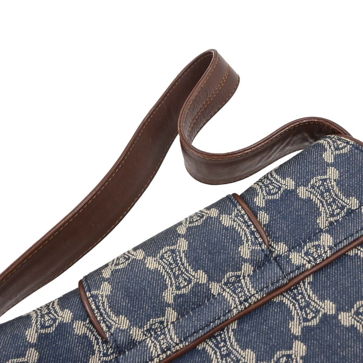 Celine Celine Vintage Triomphe Shoulder Bag Denim with Leather Size ONE SIZE - 6 Thumbnail