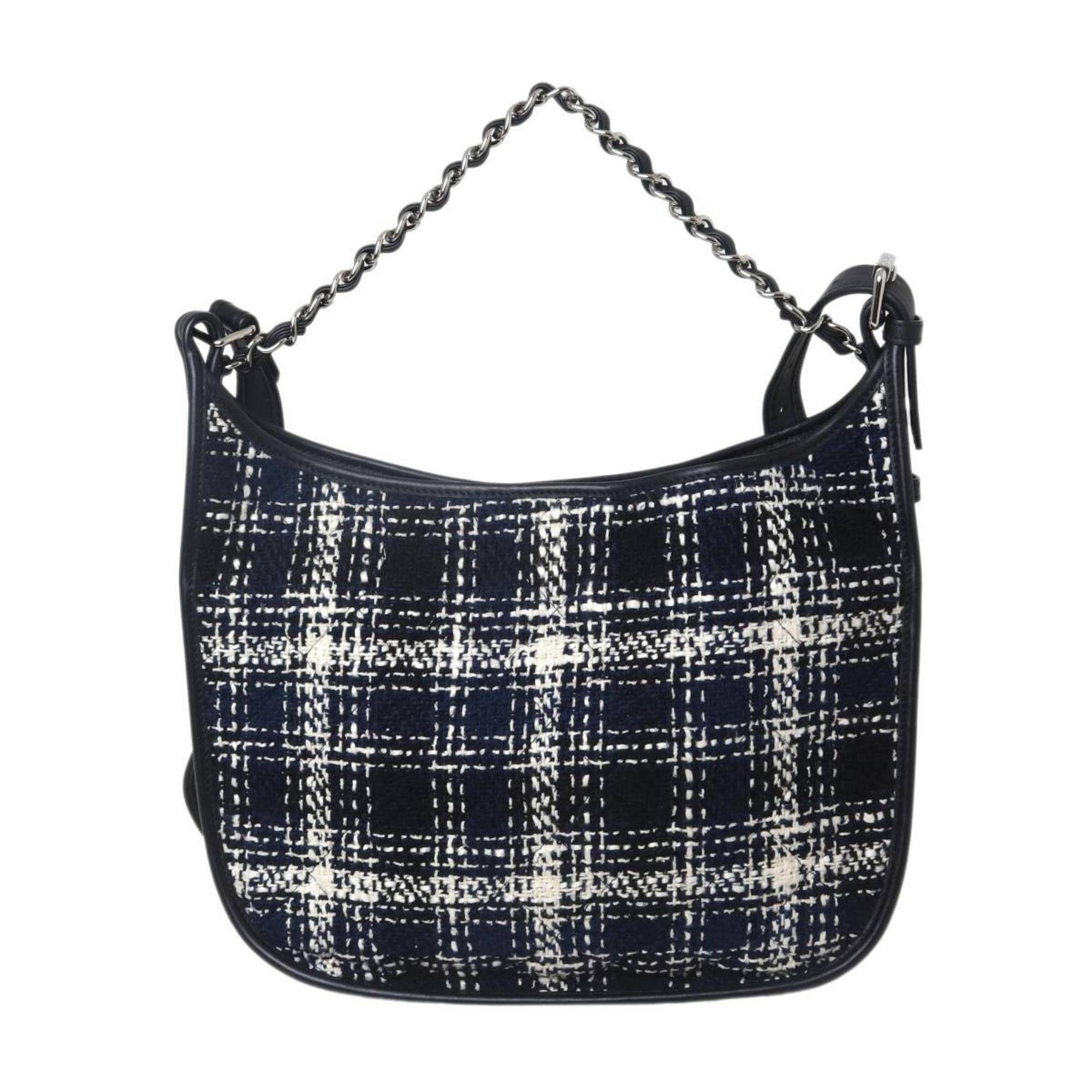Chanel CHANEL 2-way shoulder bag, GC Seal Tweed Matelasse, Navy and White Cotton, 25832816 Size ONE SIZE - 3 Thumbnail