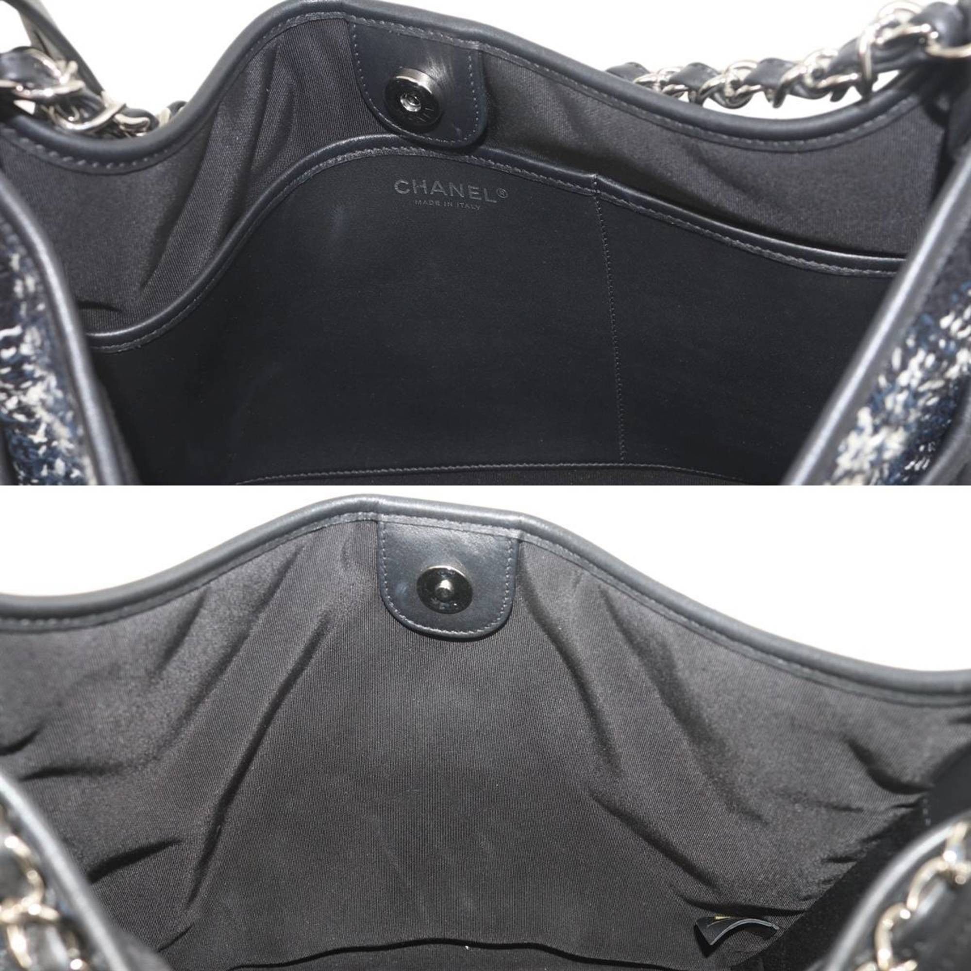 Chanel CHANEL 2-way shoulder bag, GC Seal Tweed Matelasse, Navy and White Cotton, 25832816 Size ONE SIZE - 9 Thumbnail