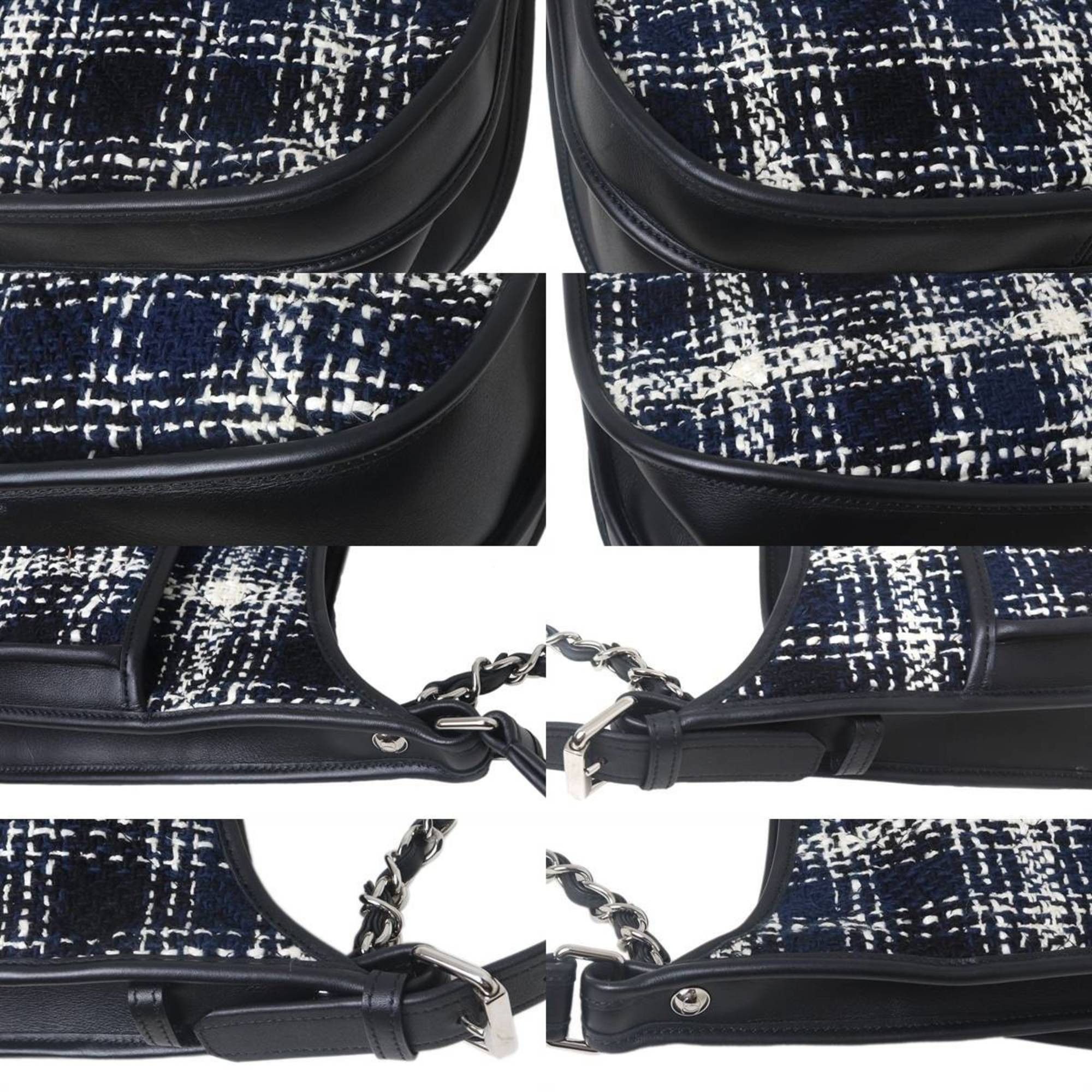 Chanel CHANEL 2-way shoulder bag, GC Seal Tweed Matelasse, Navy and White Cotton, 25832816 Size ONE SIZE - 6 Thumbnail