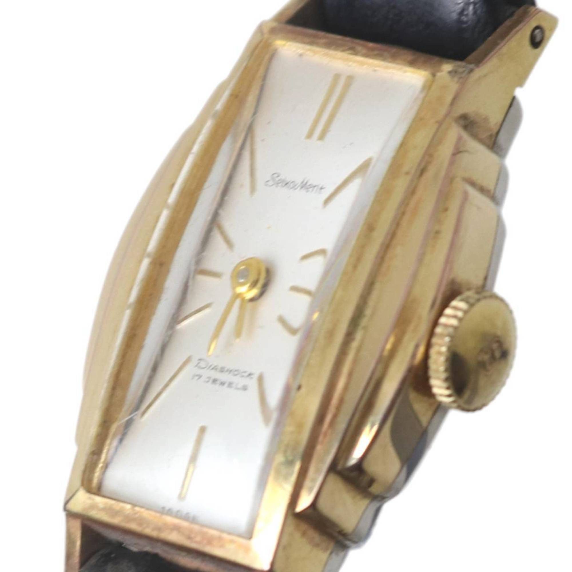Seiko SEIKO Merit Women's Hand-Wound DiaShock 17 Jewels Watch, Gold and Black, 5257, Fits wrists from 14cm to 17.5cm Size ONE SIZE - 6 Thumbnail