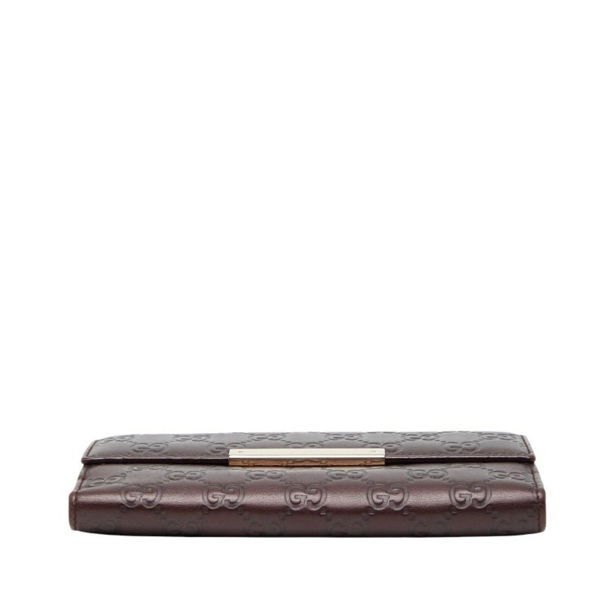 Gucci Gucci Guccissima Double-Hook Long Wallet 112715 Brown Leather Women's GUCCI Size ONE SIZE - 3 Thumbnail