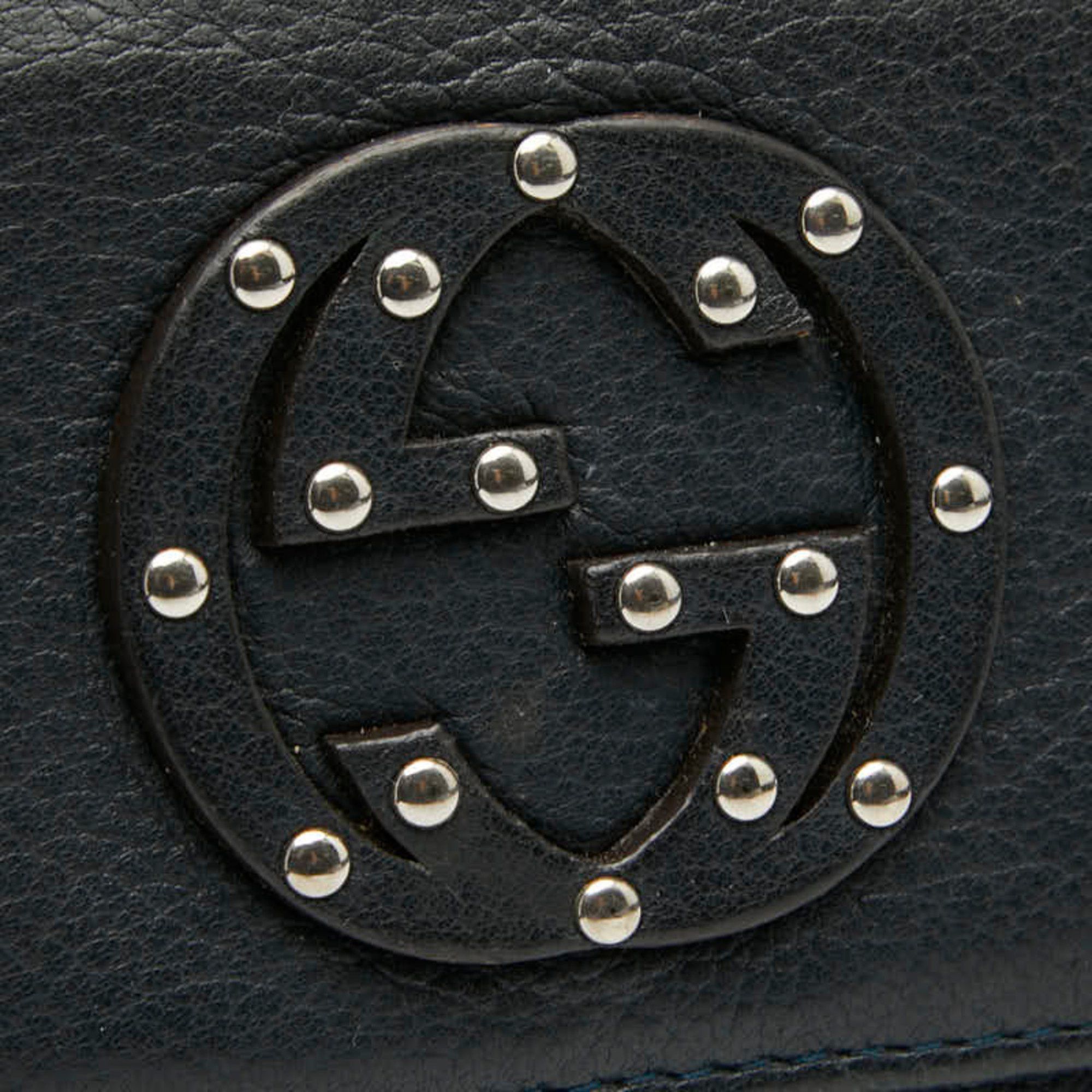 Gucci Gucci Interlocking G Long Wallet 231843 Navy Leather Women's GUCCI Size ONE SIZE - 4 Thumbnail