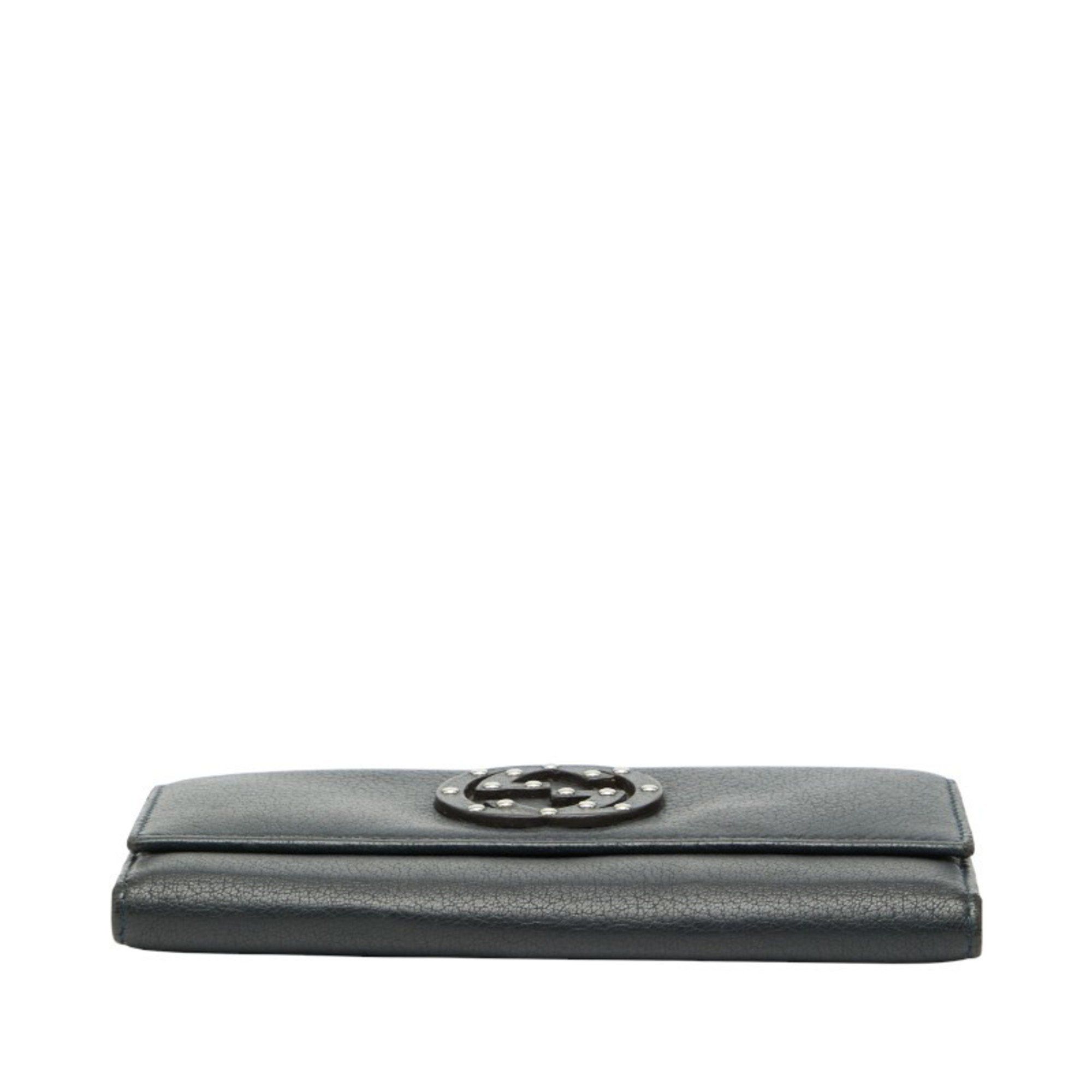 Gucci Gucci Interlocking G Long Wallet 231843 Navy Leather Women's GUCCI Size ONE SIZE - 3 Thumbnail