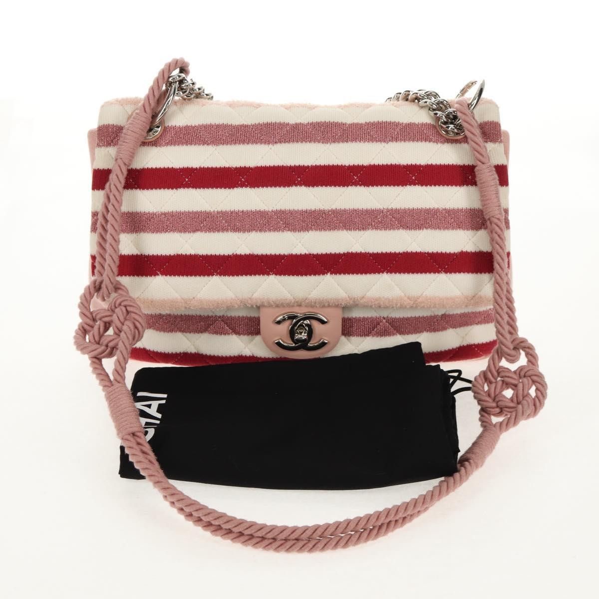 Chanel Chanel Rope Flap Bag Quilted Striped Jersey Size ONE SIZE - 14 Thumbnail