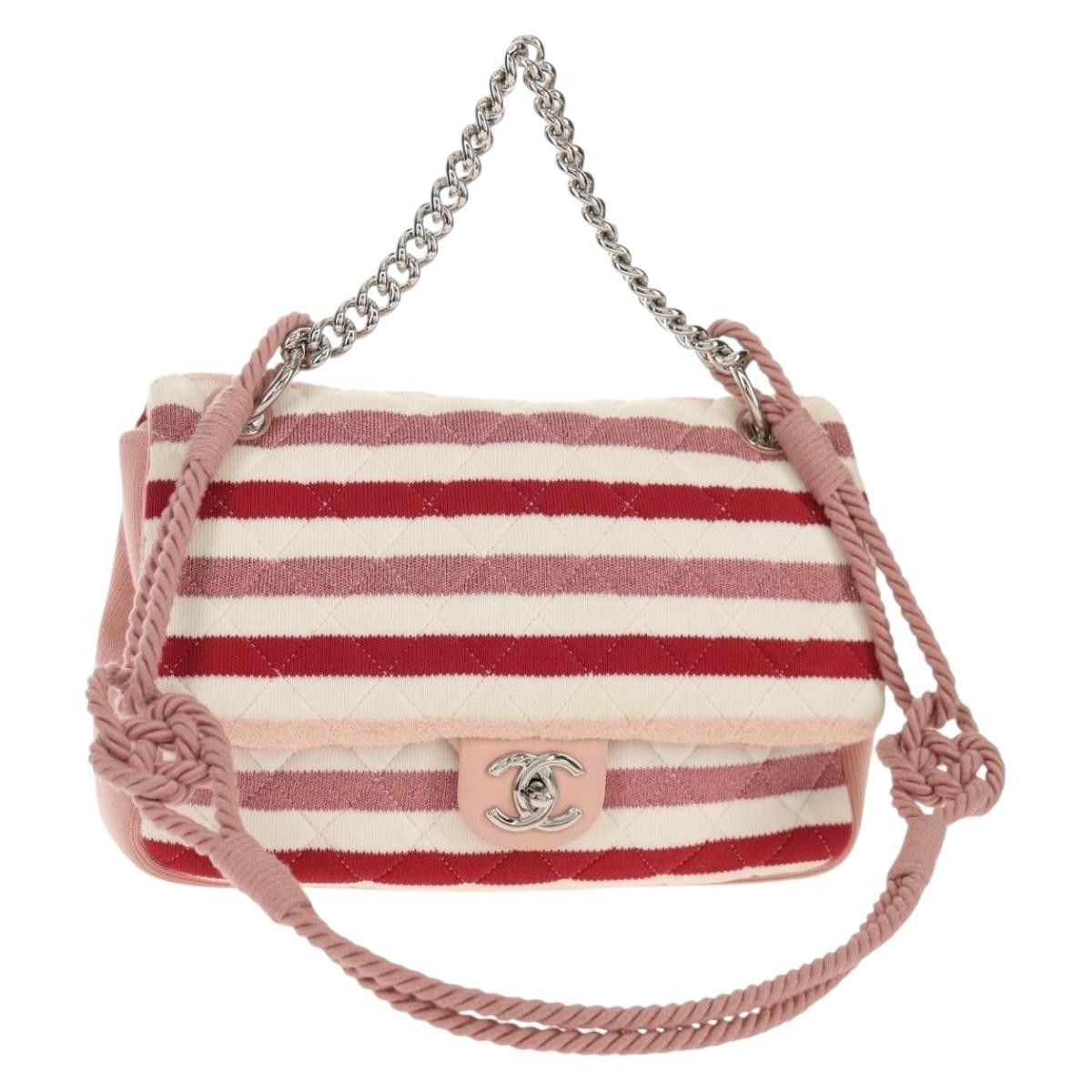 Chanel Chanel Rope Flap Bag Quilted Striped Jersey Size ONE SIZE - 15 Thumbnail