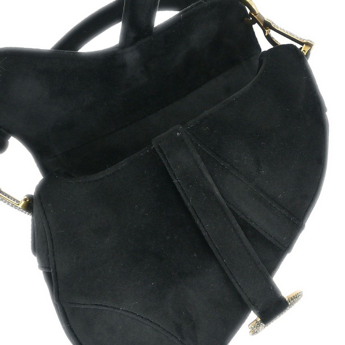 Dior Christian Dior Saddle Handbag Velvet with Crystals Size ONE SIZE - 3 Thumbnail