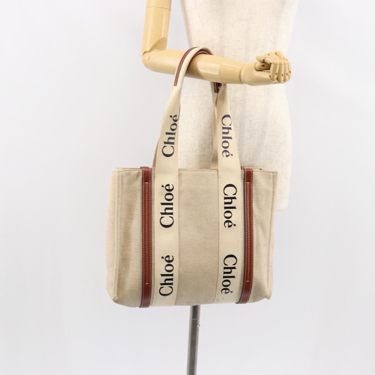 Chloe Chloe Woody Tote Canvas with Leather Size ONE SIZE - 13 Thumbnail