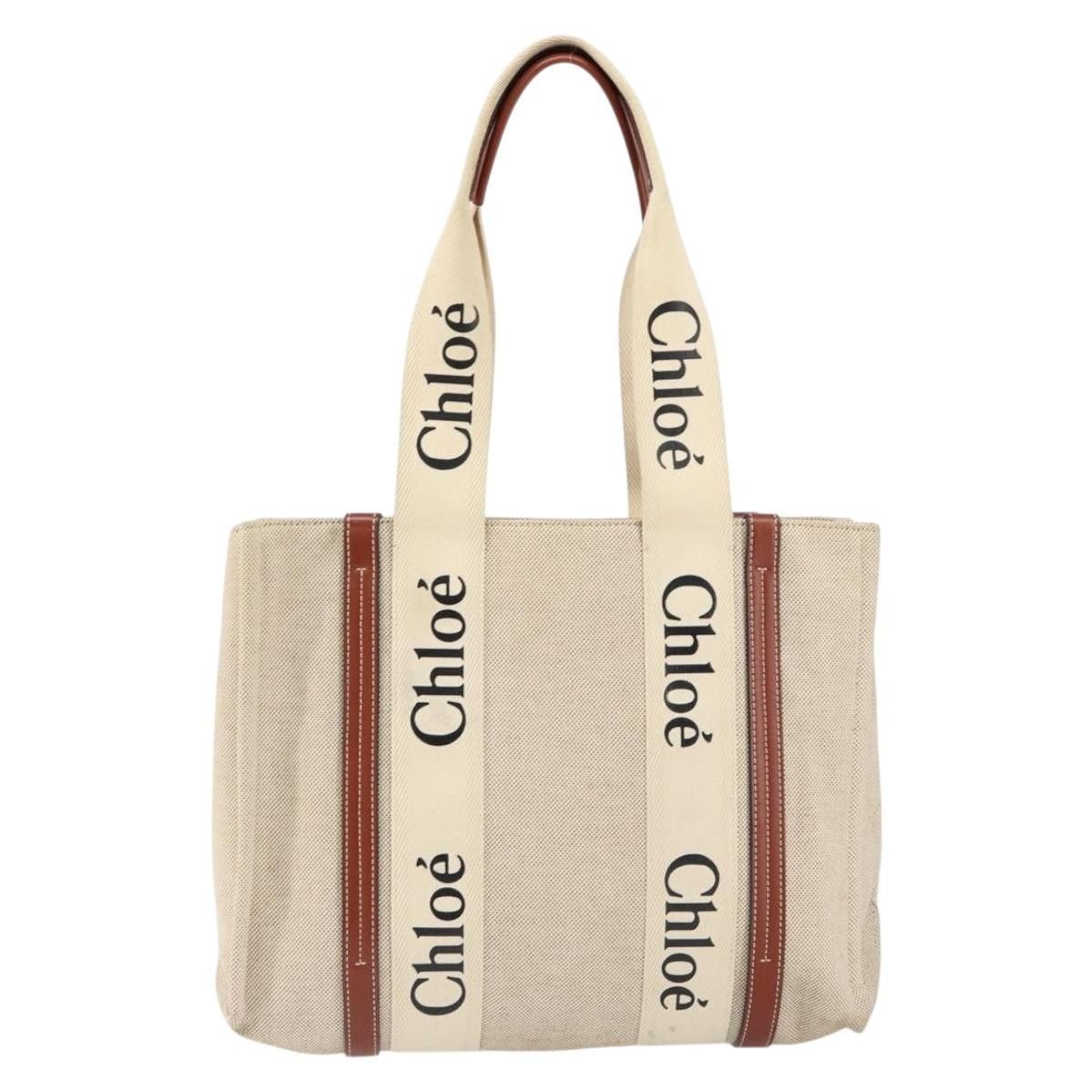 Chloe Chloe Woody Tote Canvas with Leather Size ONE SIZE - 18 Thumbnail