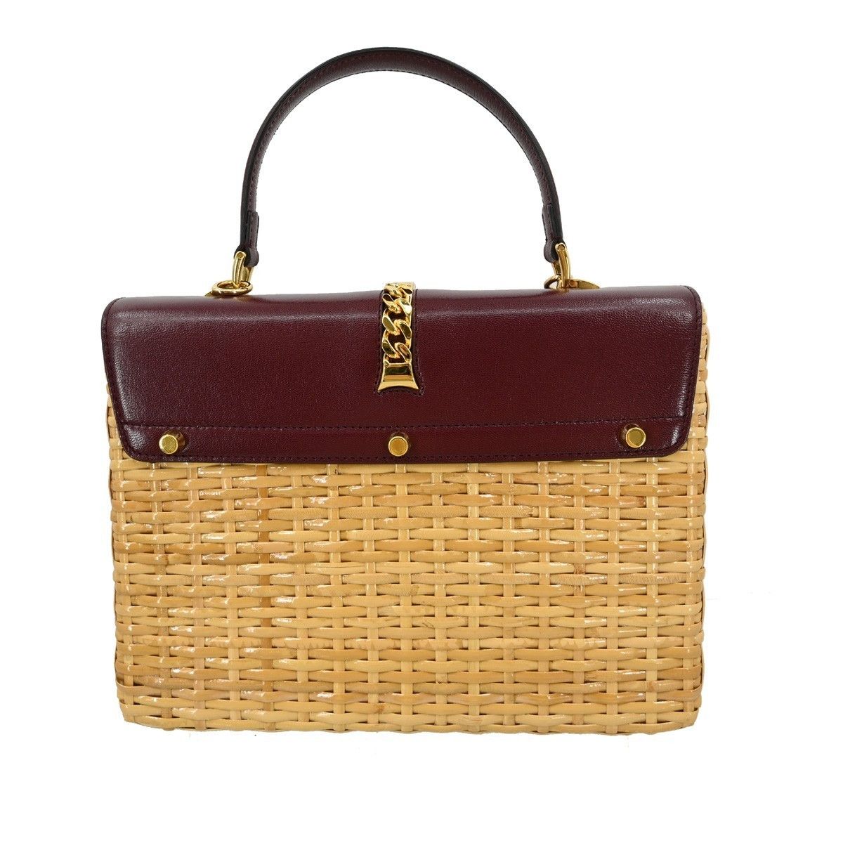 Gucci Gucci Sylvie 1969 Top Handle Bag Leather and Wicker Size ONE SIZE - 2 Thumbnail