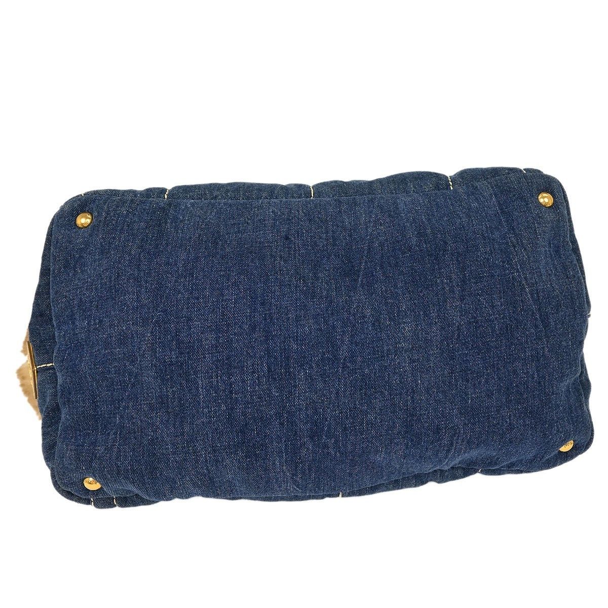 Prada Prada Canapa Tote Denim and Fur Size ONE SIZE - 9 Thumbnail