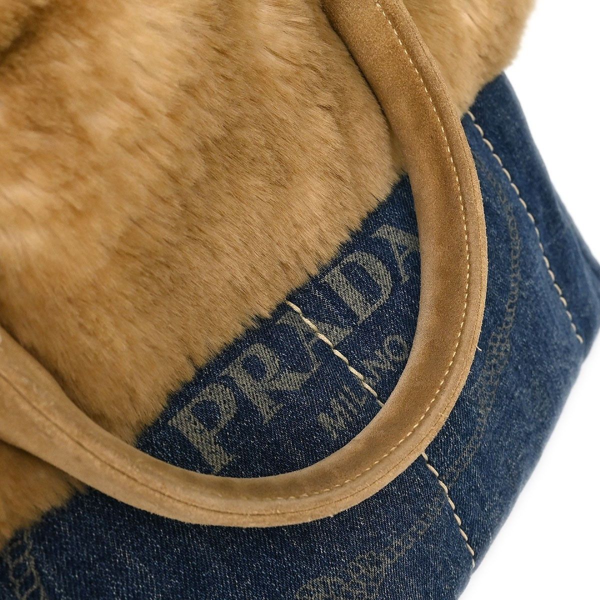 Prada Prada Canapa Tote Denim and Fur Size ONE SIZE - 8 Thumbnail