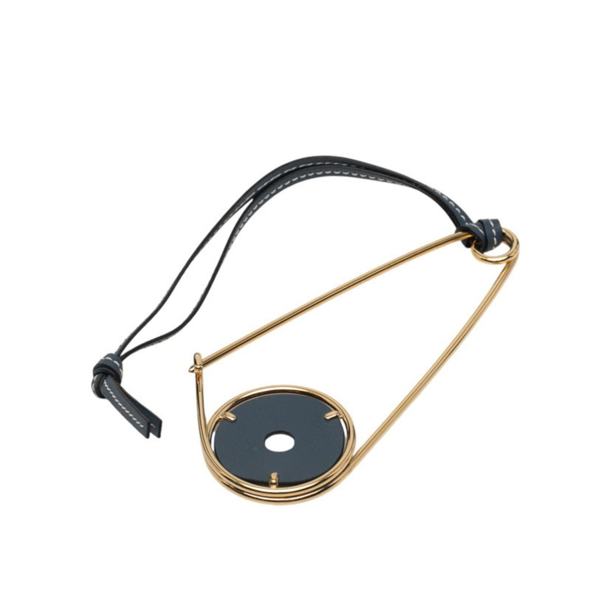 Loewe LOEWE Meccano Pin Charm in Gold and Navy Plated Leather for Women Size ONE SIZE - 2 Thumbnail