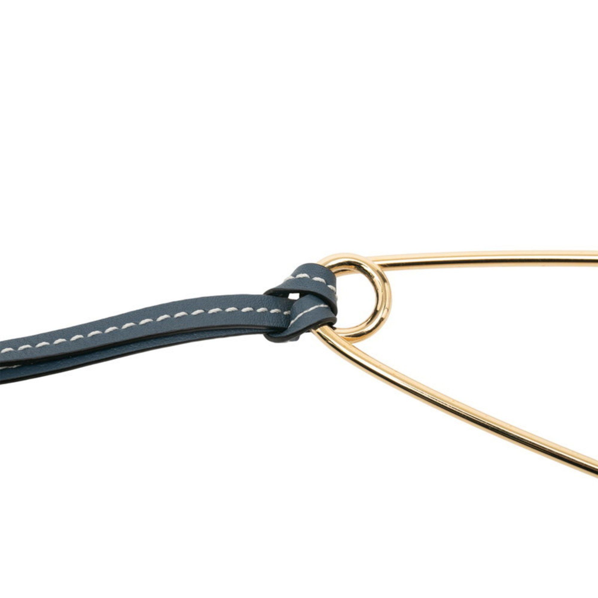 Loewe LOEWE Meccano Pin Charm in Gold and Navy Plated Leather for Women Size ONE SIZE - 3 Thumbnail