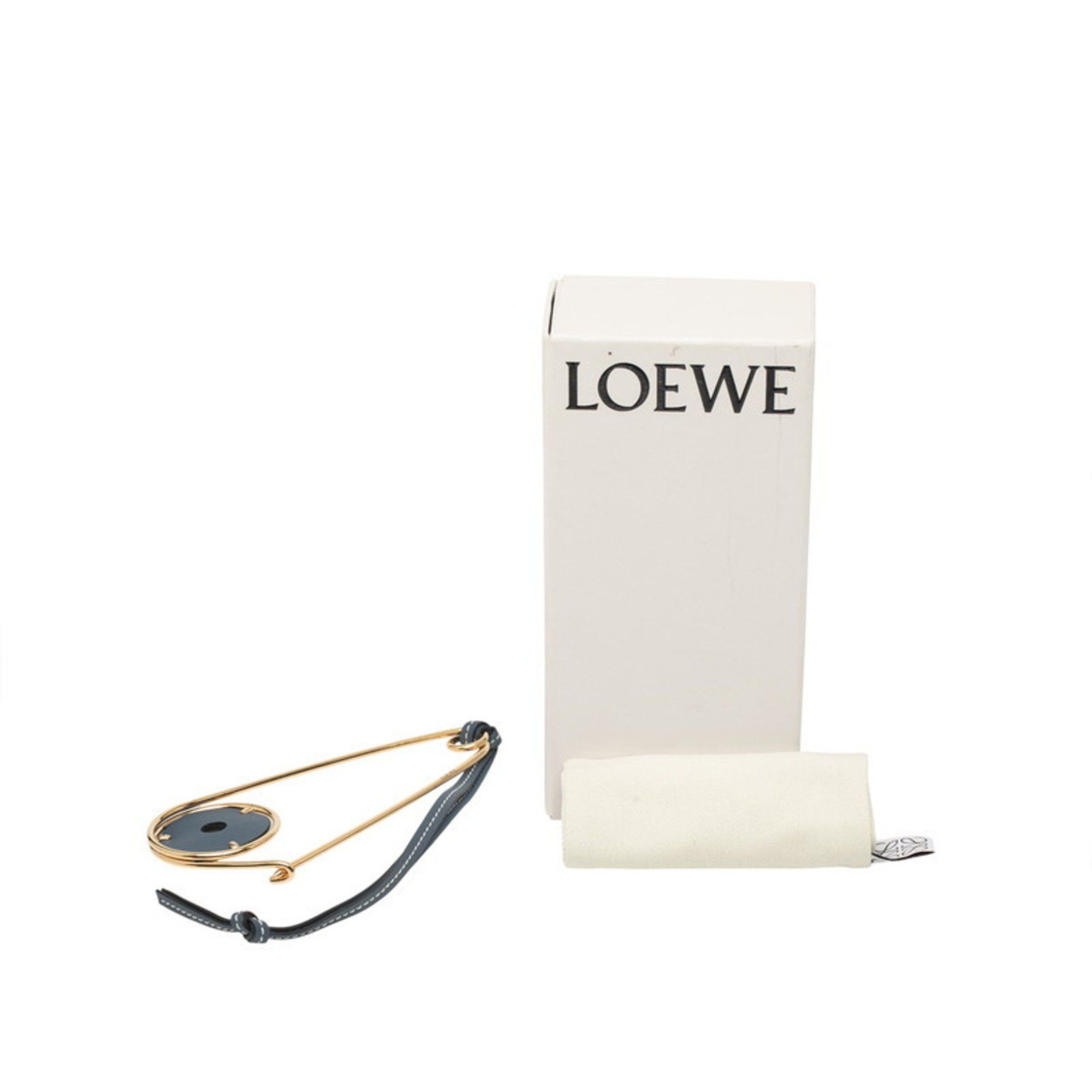 Loewe LOEWE Meccano Pin Charm in Gold and Navy Plated Leather for Women Size ONE SIZE - 5 Thumbnail