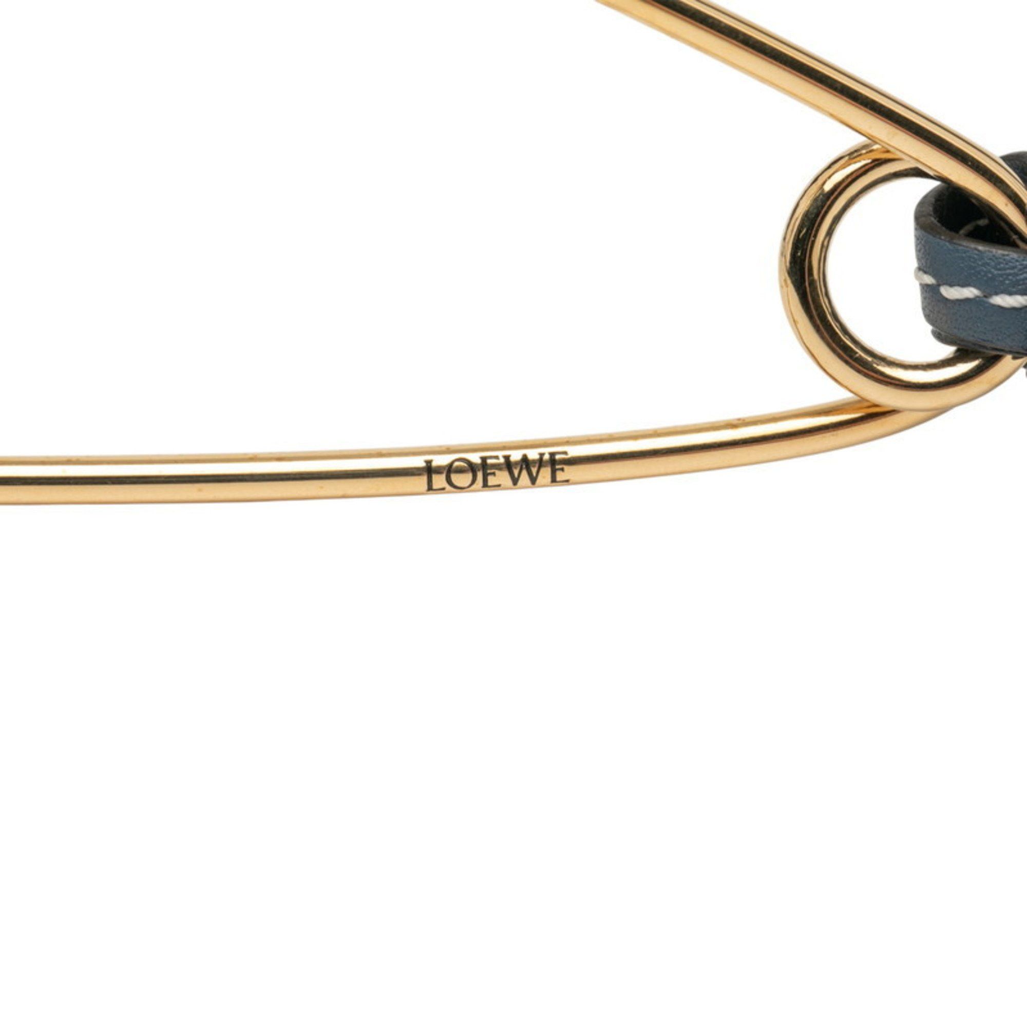 Loewe LOEWE Meccano Pin Charm in Gold and Navy Plated Leather for Women Size ONE SIZE - 4 Thumbnail