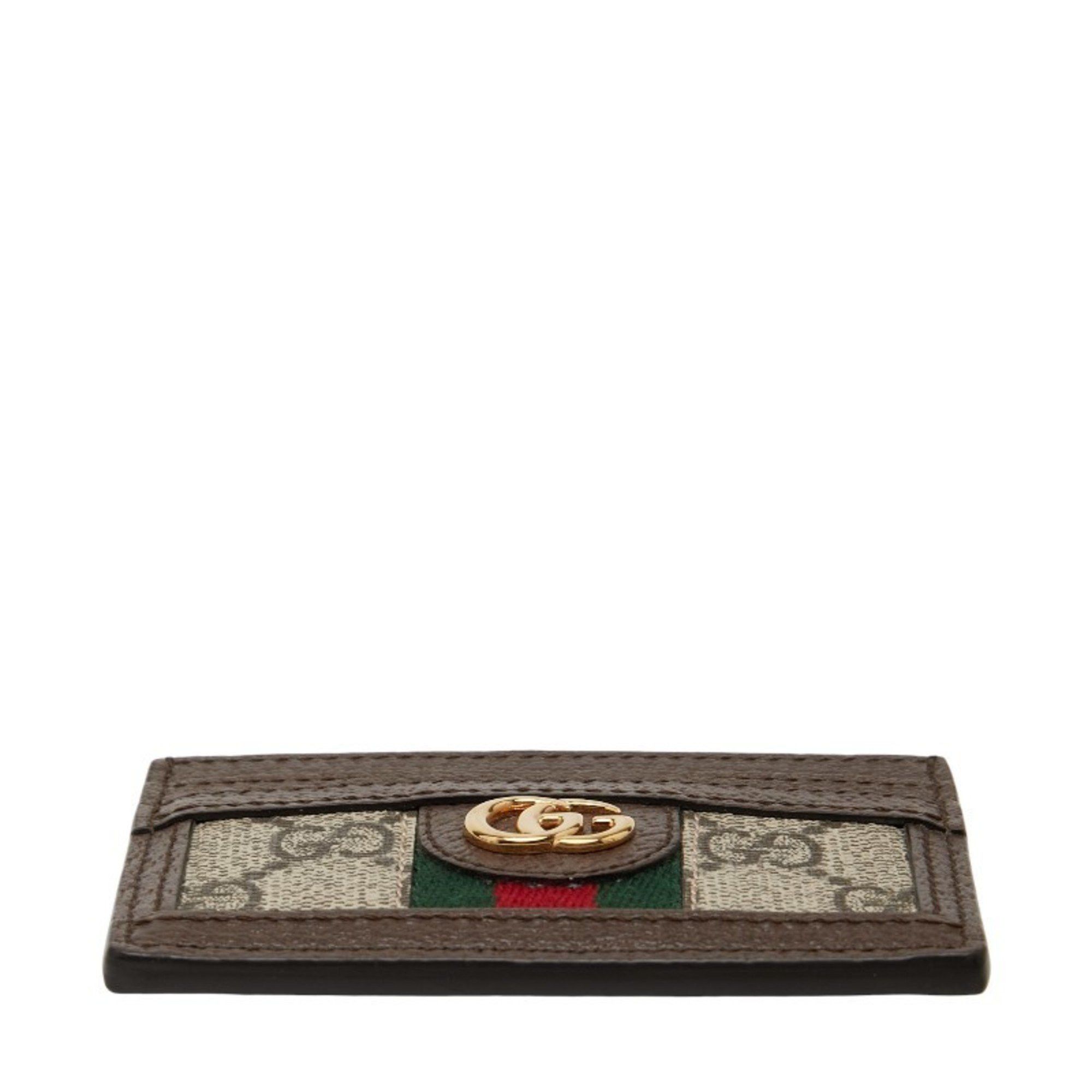 Gucci Gucci Ophidia GG Supreme Business Card Case 523159 Brown and Beige Leather Women's GUCCI Size ONE SIZE - 3 Thumbnail