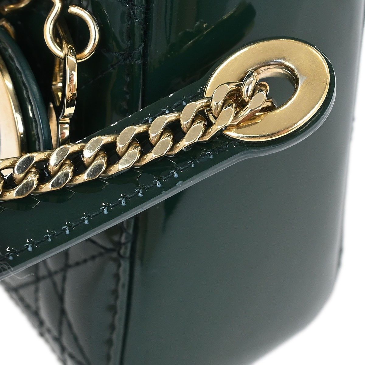 Dior Christian Dior Lady Dior Chain Bag Cannage Quilt Patent Size ONE SIZE - 10 Thumbnail