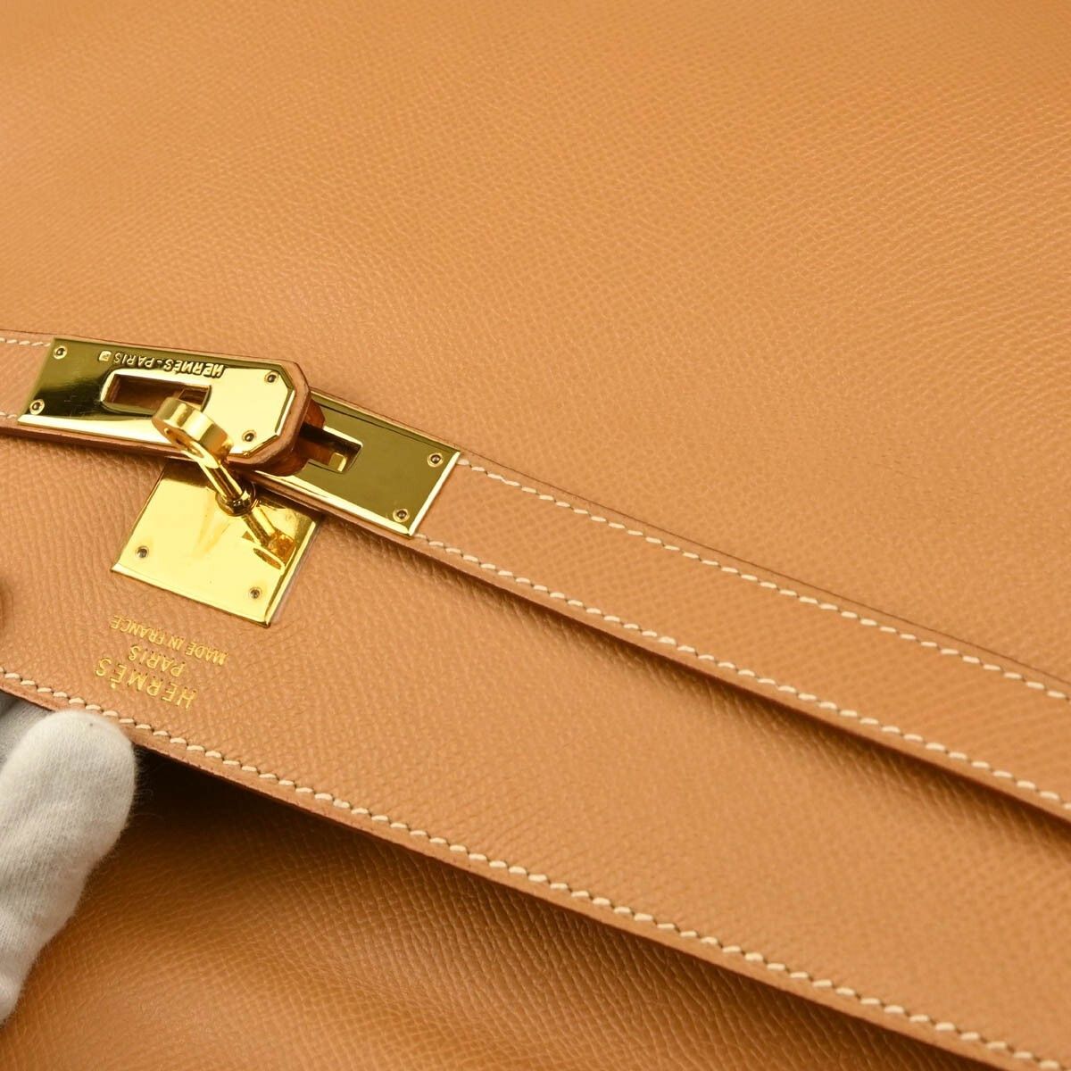 Hermes Hermes Kelly Handbag Brown Courchevel with Gold Hardware Size ONE SIZE - 7 Thumbnail