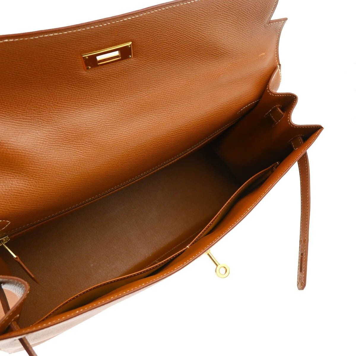 Hermes Hermes Kelly Handbag Brown Courchevel with Gold Hardware Size ONE SIZE - 10 Thumbnail