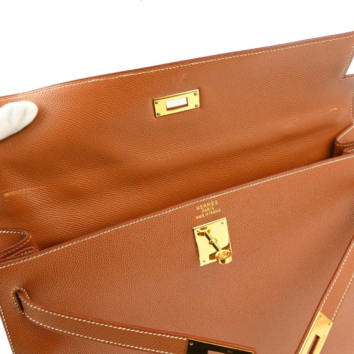 Hermes Hermes Kelly Handbag Brown Courchevel with Gold Hardware Size ONE SIZE - 8 Thumbnail