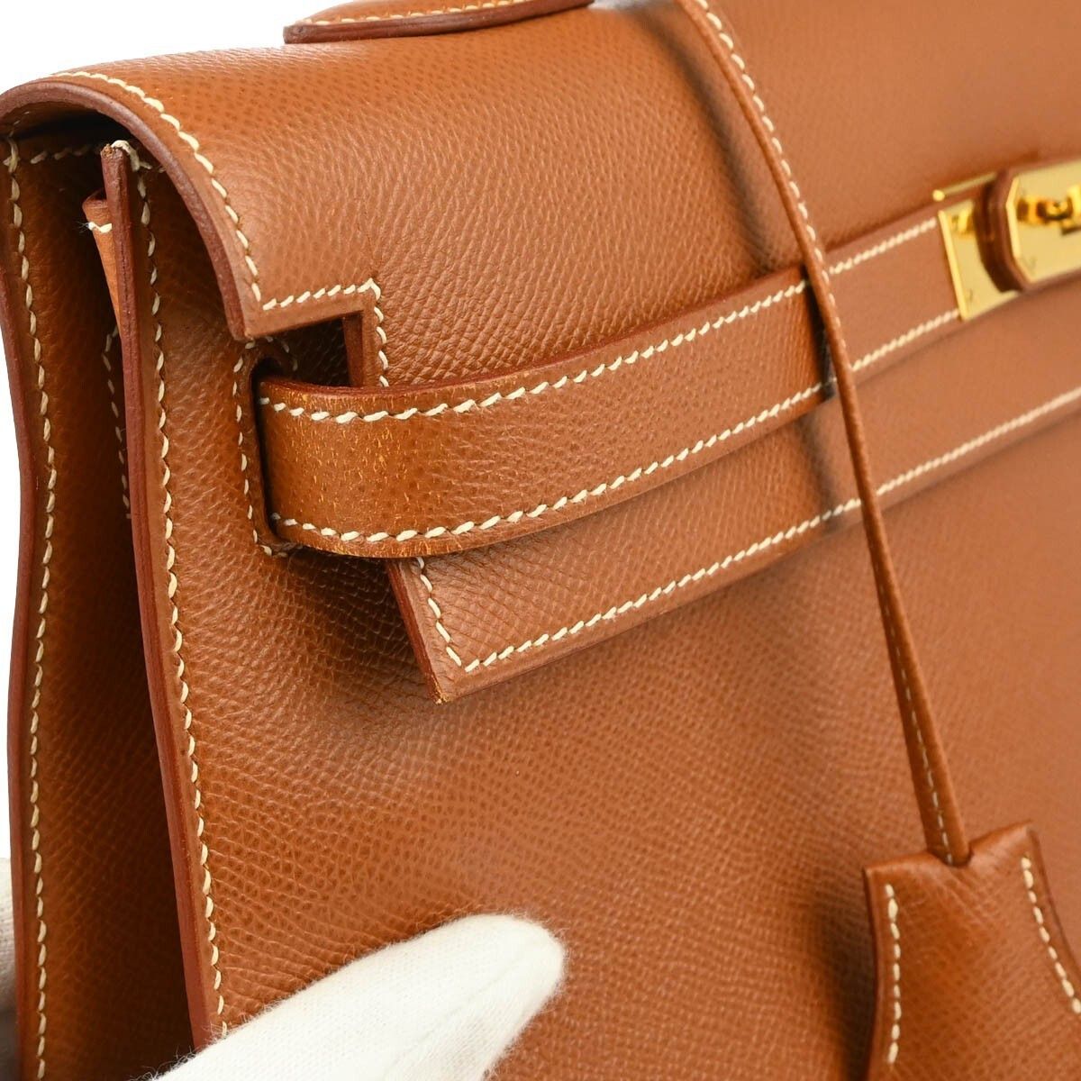 Hermes Hermes Kelly Handbag Brown Courchevel with Gold Hardware Size ONE SIZE - 9 Thumbnail