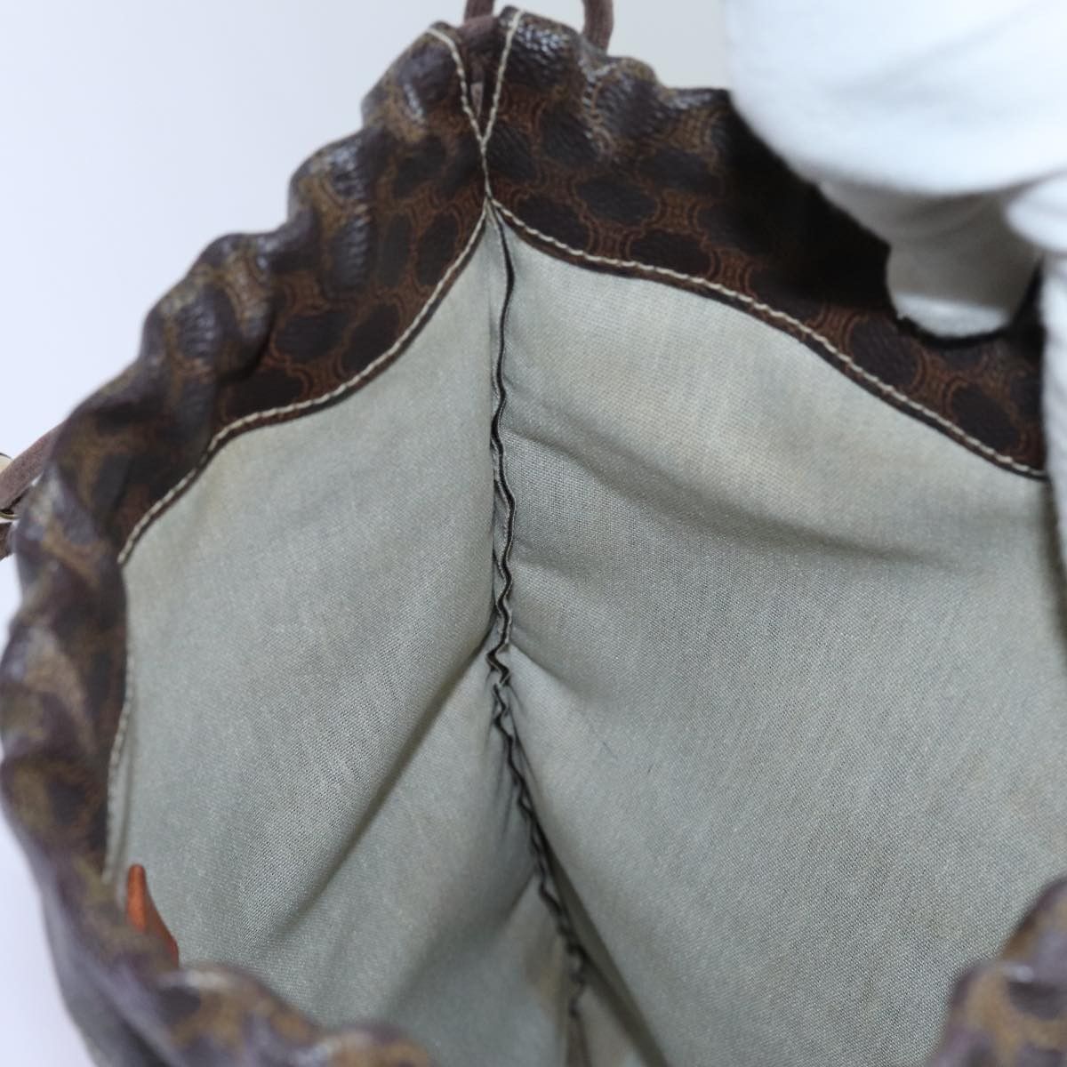 Celine Celine Triomphe Drawstring Bucket Bag Raffia with Leather Size ONE SIZE - 15 Thumbnail