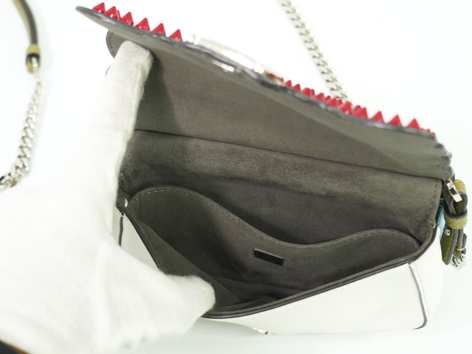 Fendi Fendi Double Baguette Embroidered Studded Leather Size ONE SIZE - 4 Thumbnail